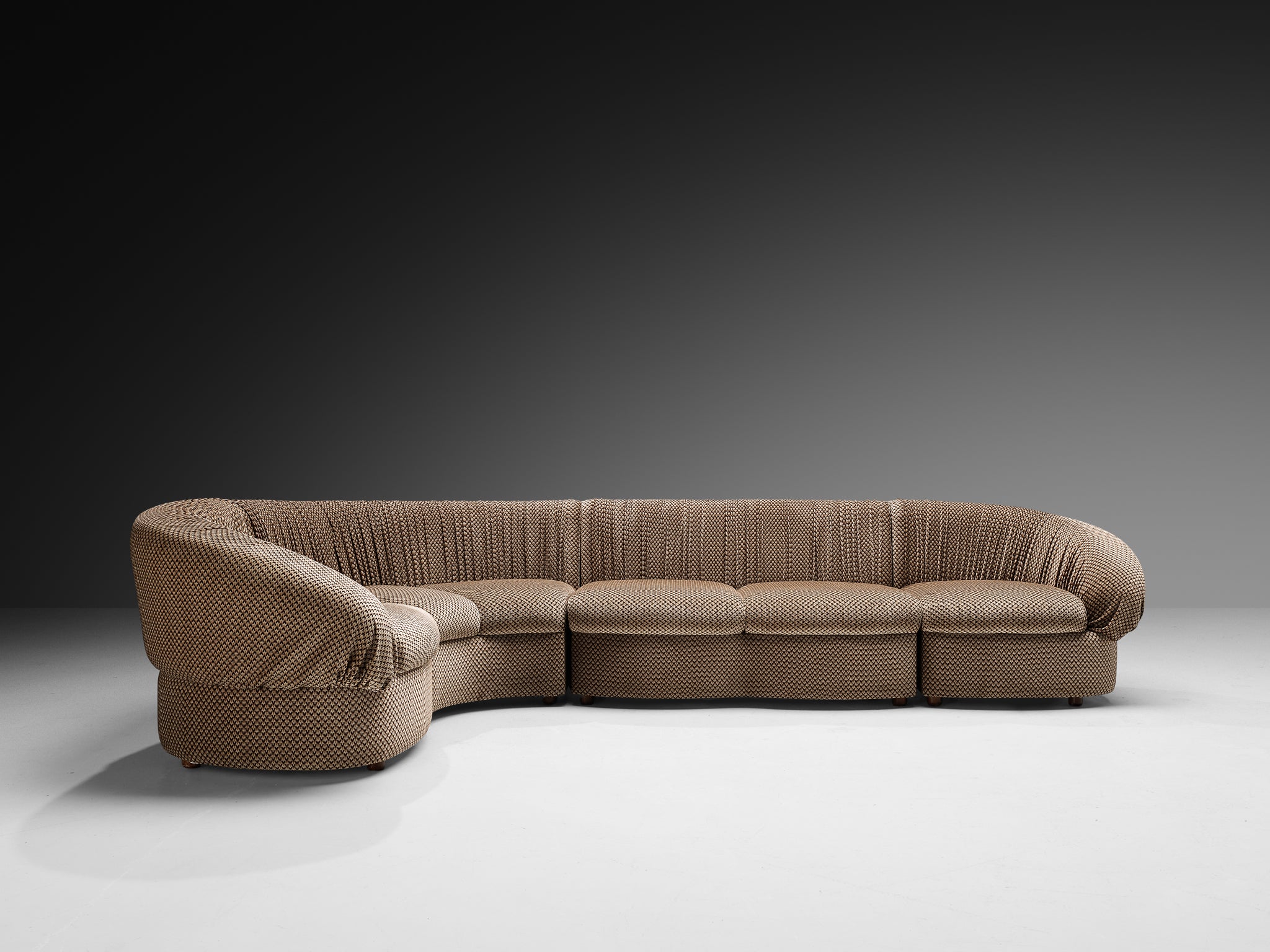 1970s Italian Modular Sofa in Brown and Beige Upholstery Seating Morentz