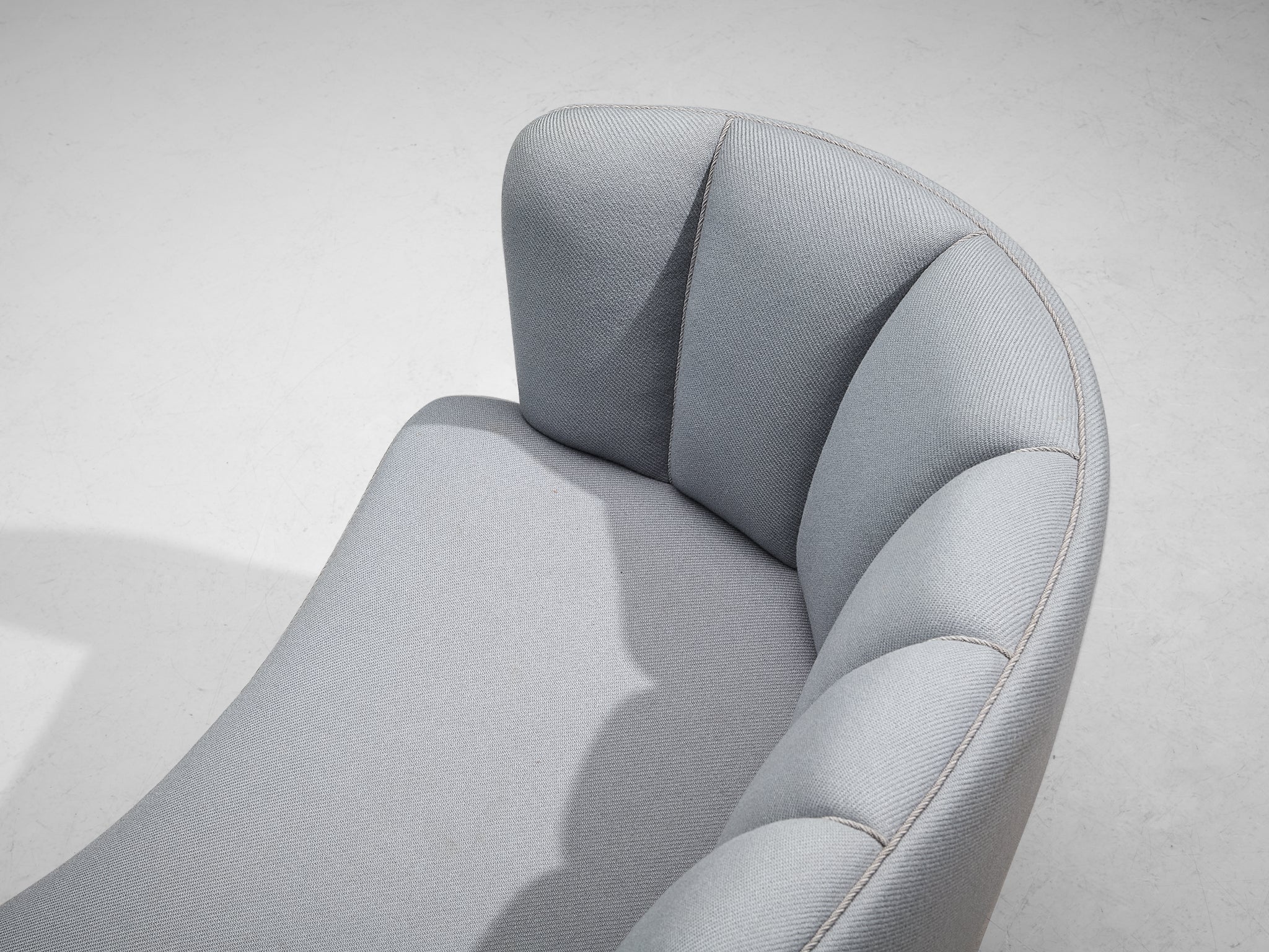 Danish Banana Sofa in Light Blue Upholstery and Oak Seating Morentz