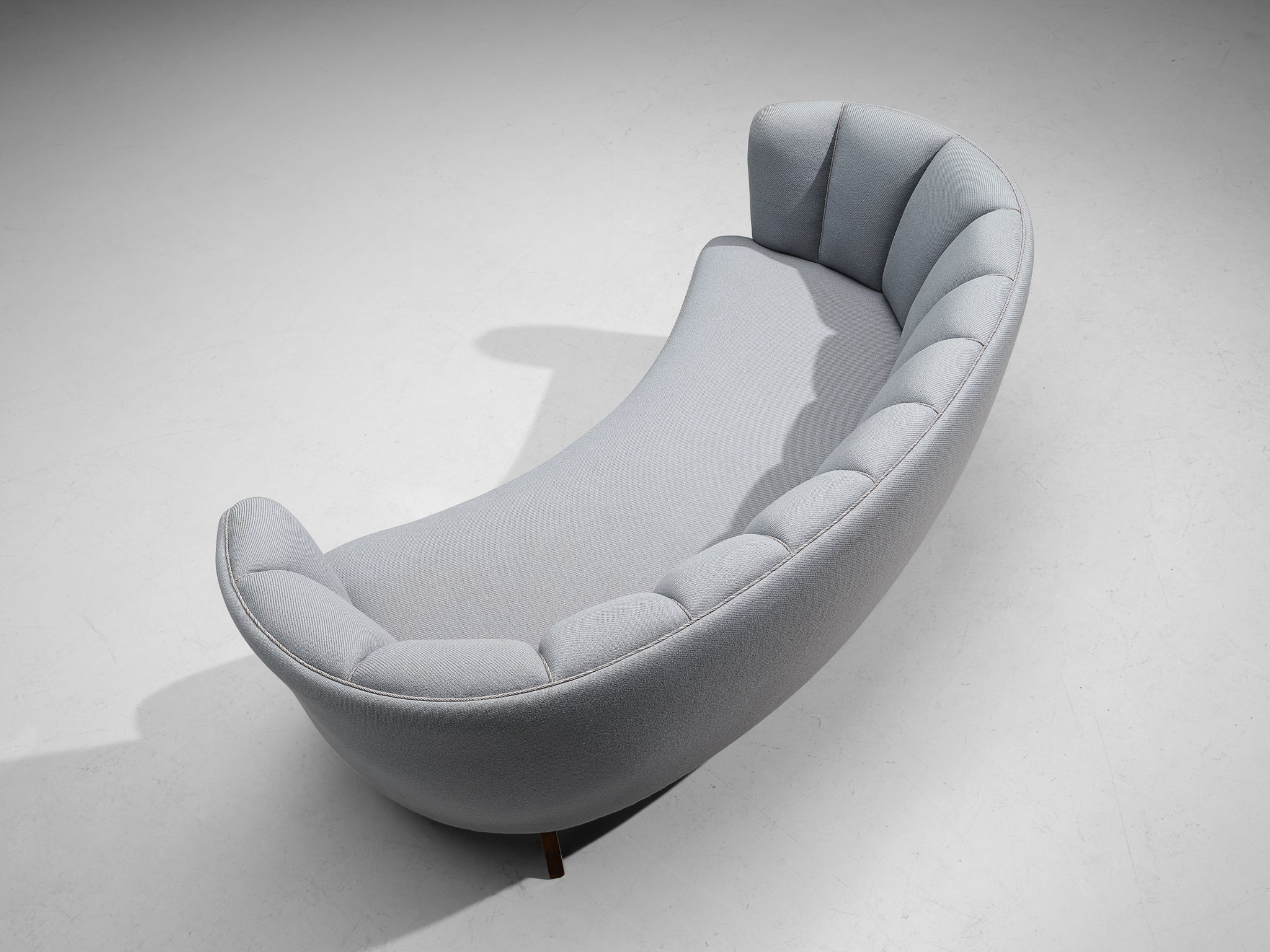 Danish Banana Sofa in Light Blue Upholstery and Oak Seating Morentz
