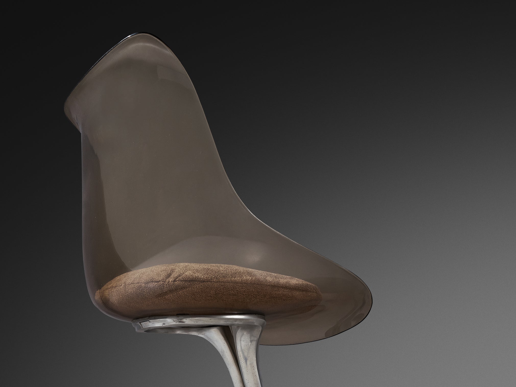 Michel Charron Set of Four Dining Chairs in Plexiglass and Aluminum