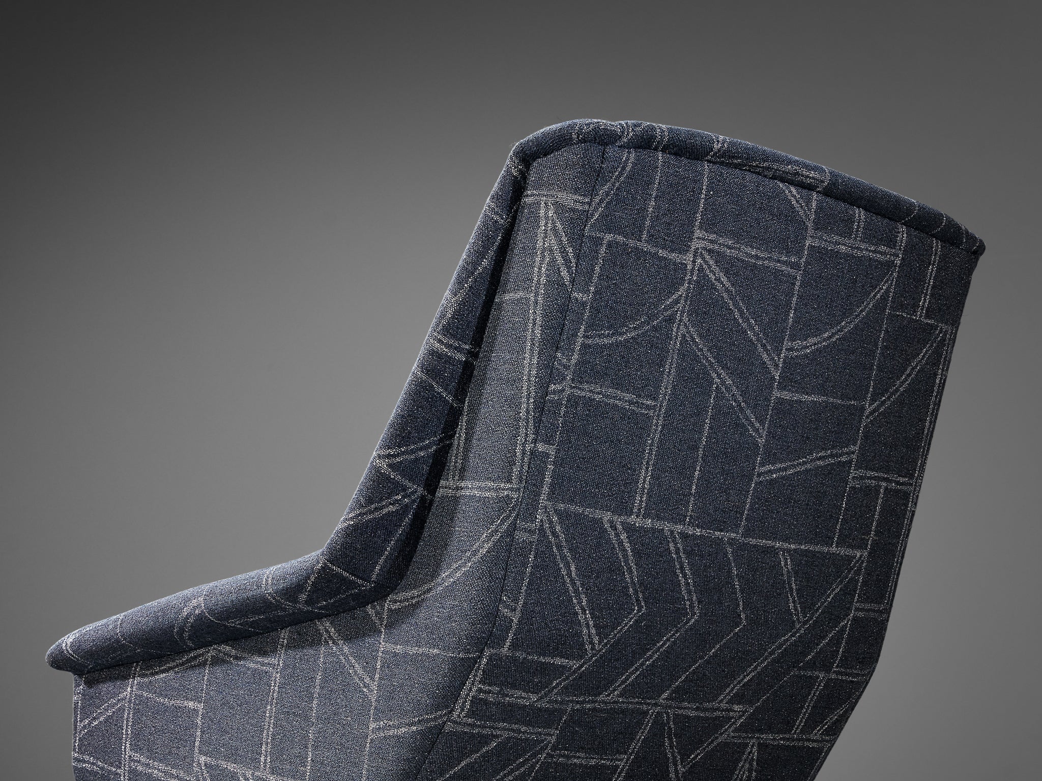 Folke Ohlsson for Fritz Hansen Lounge Chair in Geometric Blue Upholstery seating Morentz
