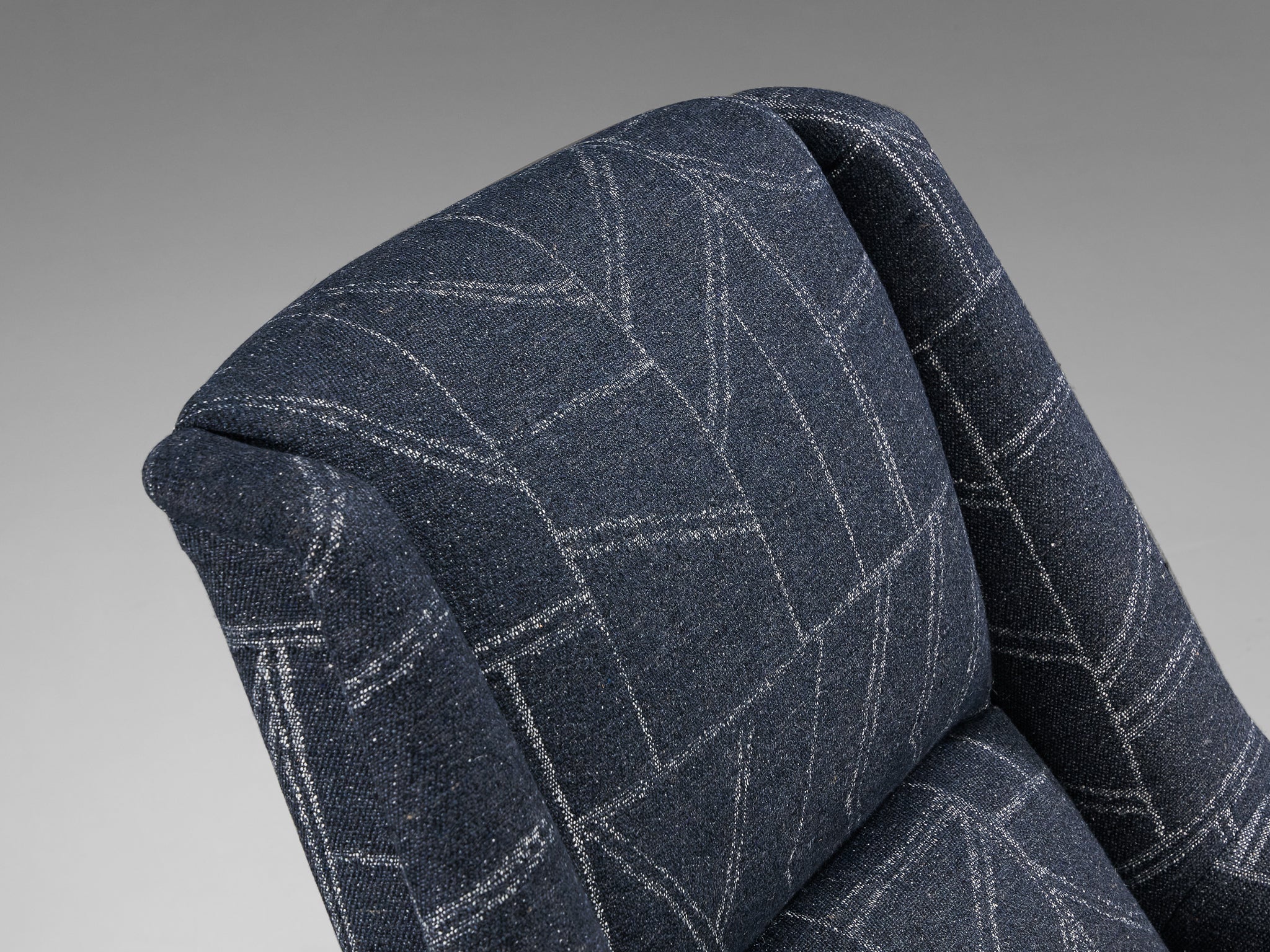 Folke Ohlsson for Fritz Hansen Lounge Chair in Geometric Blue Upholstery seating Morentz