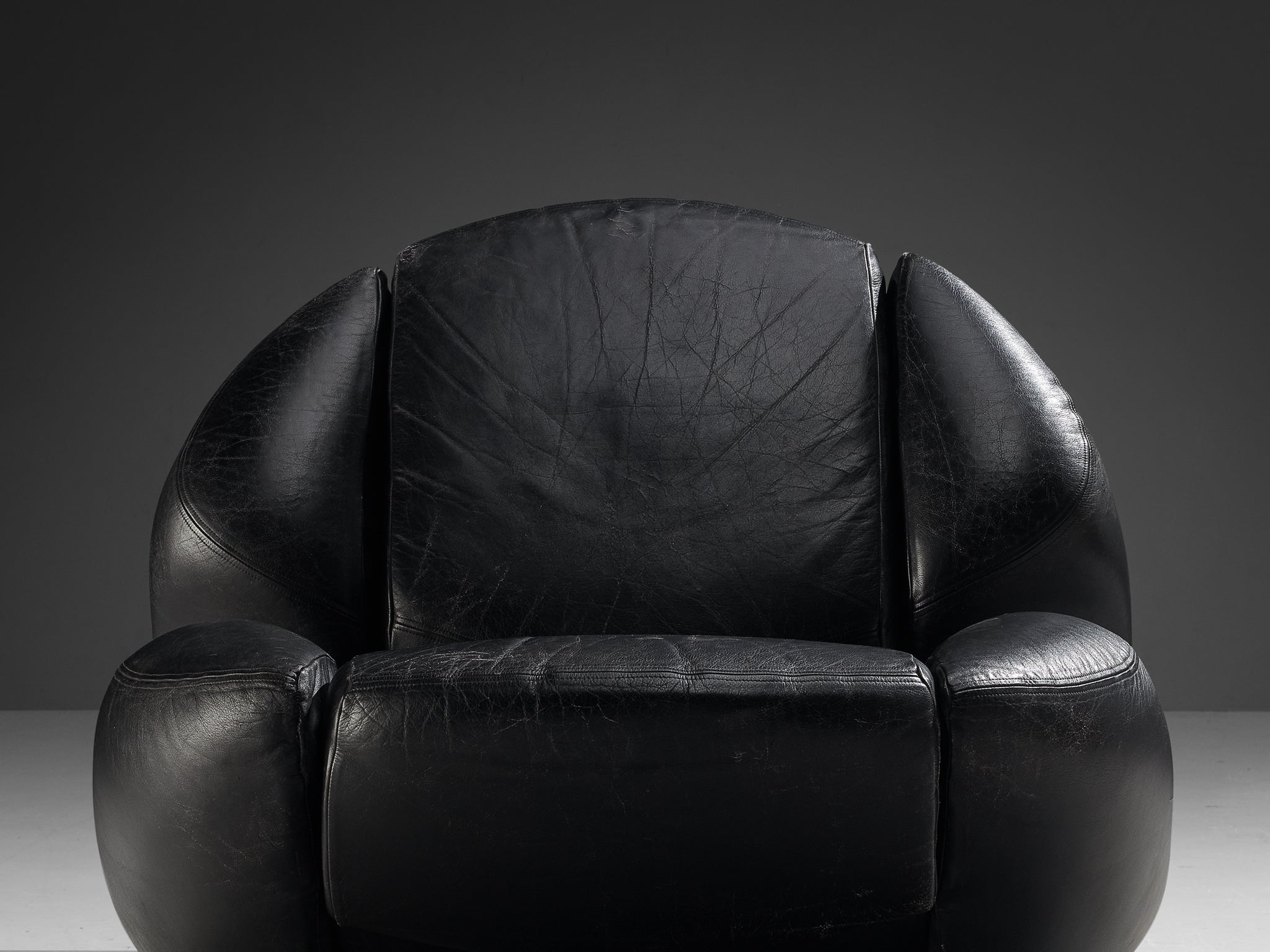 Mario Marenco for Comfortline 'Nova' Lounge Chair in Black Leather seating Morentz