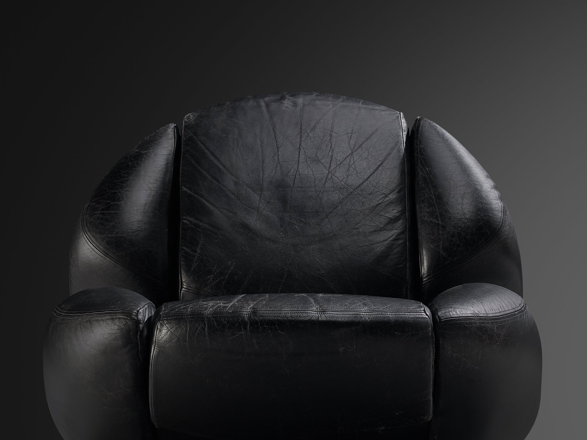 Mario Marenco for Comfortline 'Nova' Lounge Chair in Black Leather Seating Morentz