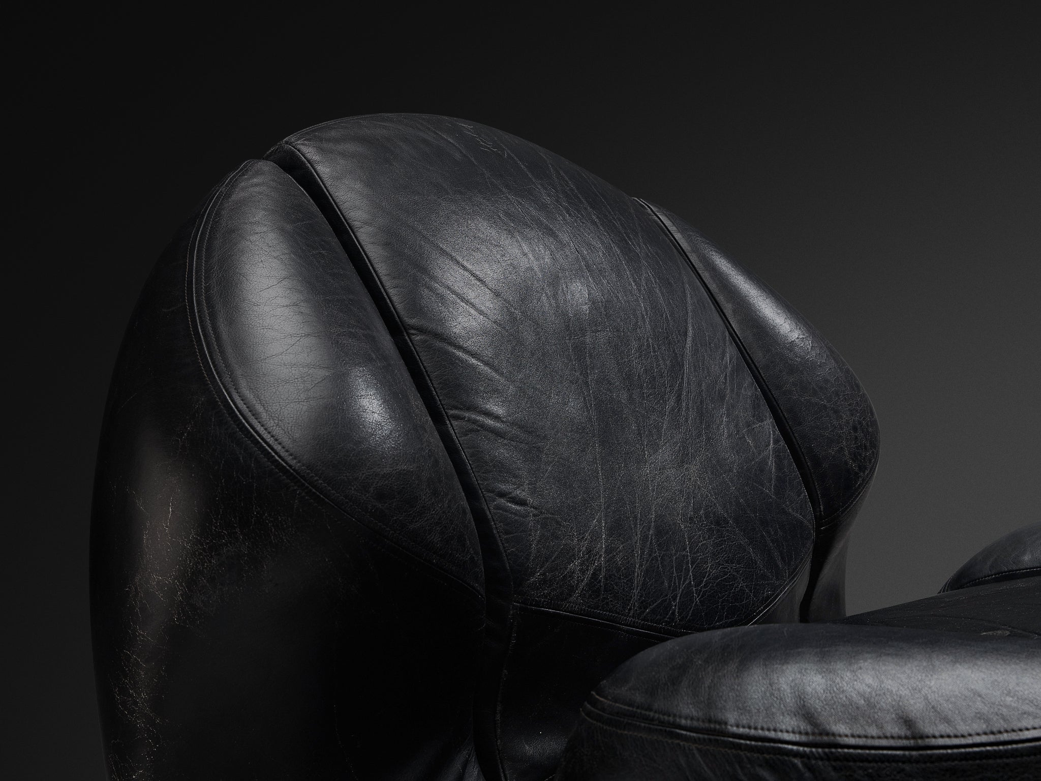 Mario Marenco for Comfortline 'Nova' Lounge Chair in Black Leather Seating Morentz