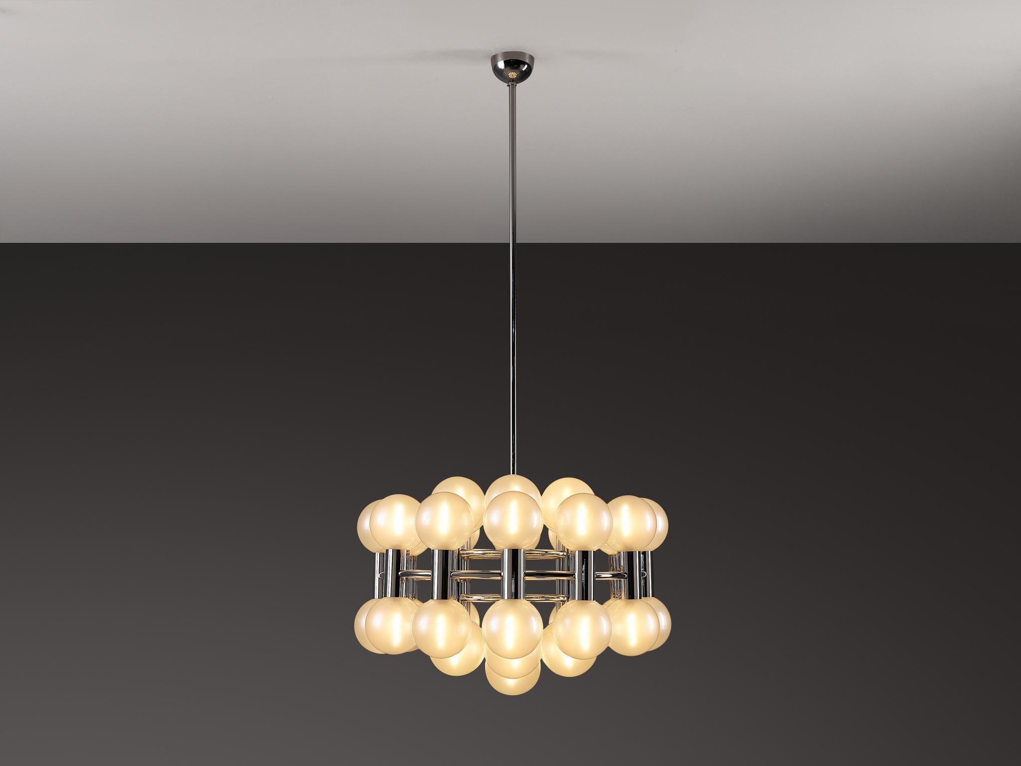 Motoko Ishii for Staff Leuchten Chandelier in Chrome with Glass Orbs lighting Morentz