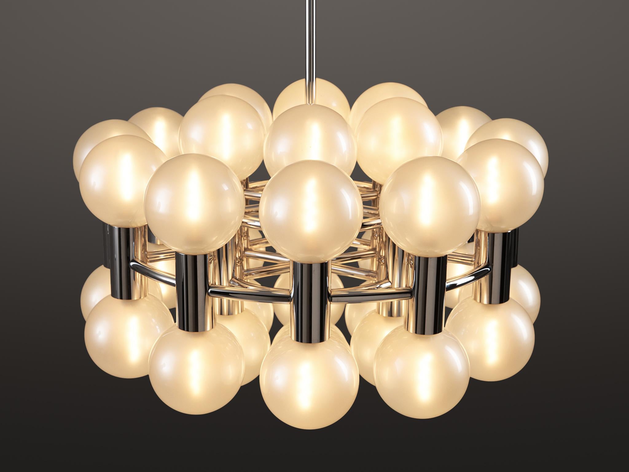 Motoko Ishii for Staff Leuchten Chandelier in Chrome with Glass Orbs lighting Morentz