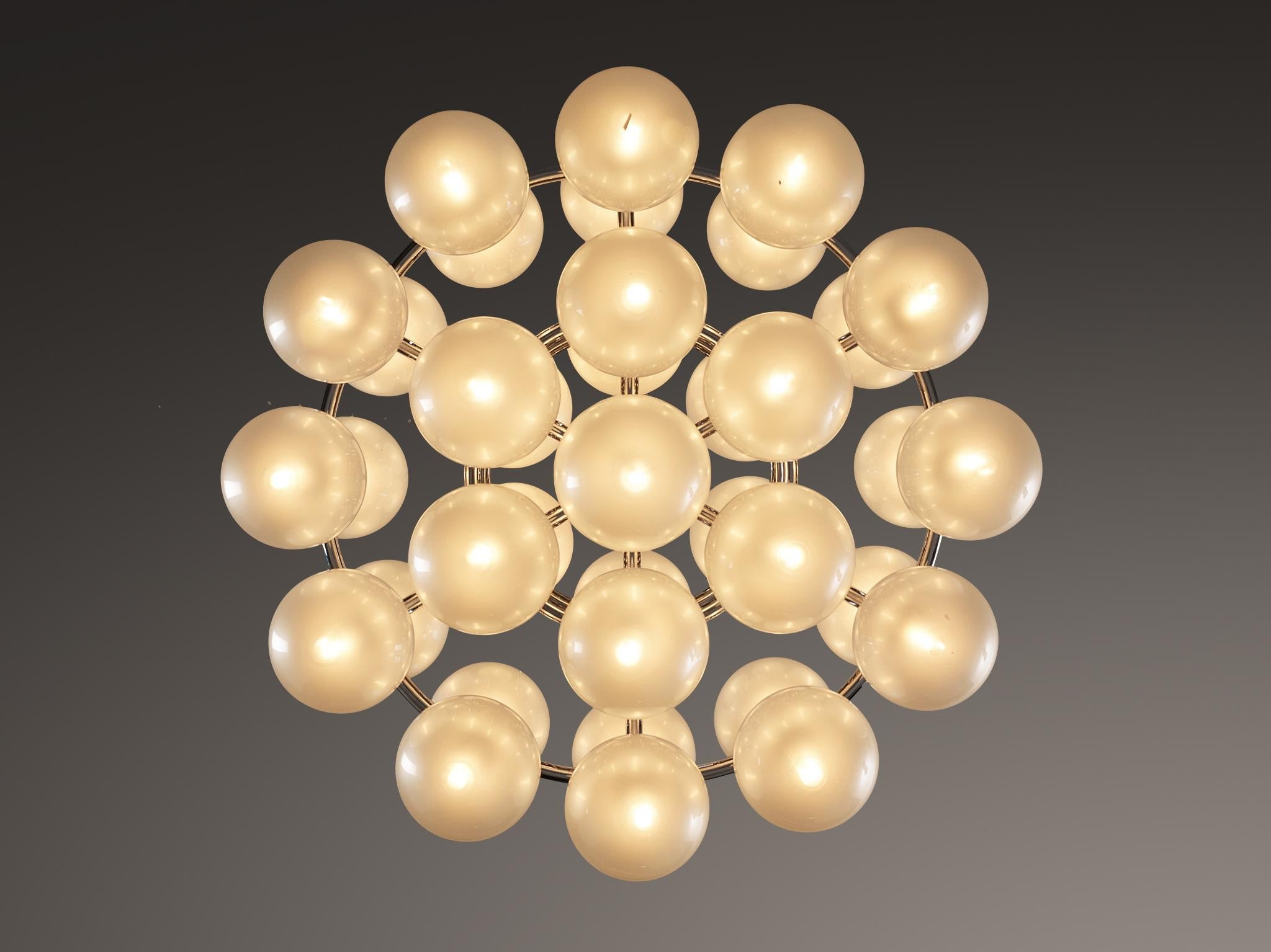 Motoko Ishii for Staff Leuchten Chandelier in Chrome with Glass Orbs lighting Morentz