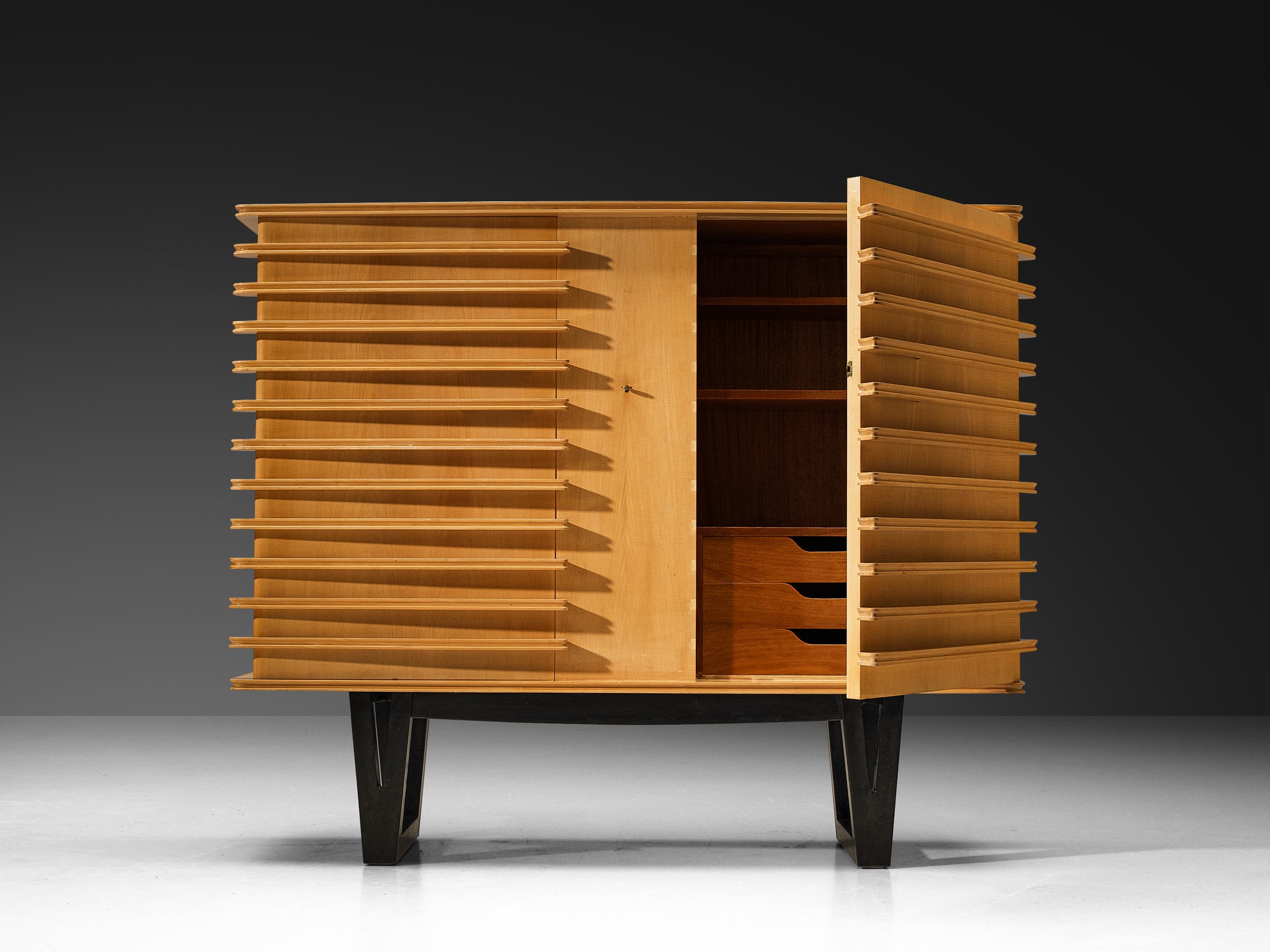 Rare Raoul Clement & R. Verot French Highboard in Sycamore Case pieces and storage cabinets Morentz