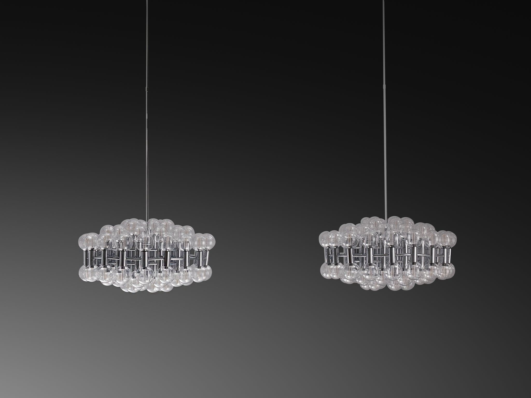 Motoko Ishii for Staff Large Chandeliers in Chrome with 72 Glass Orbs Lighting Morentz