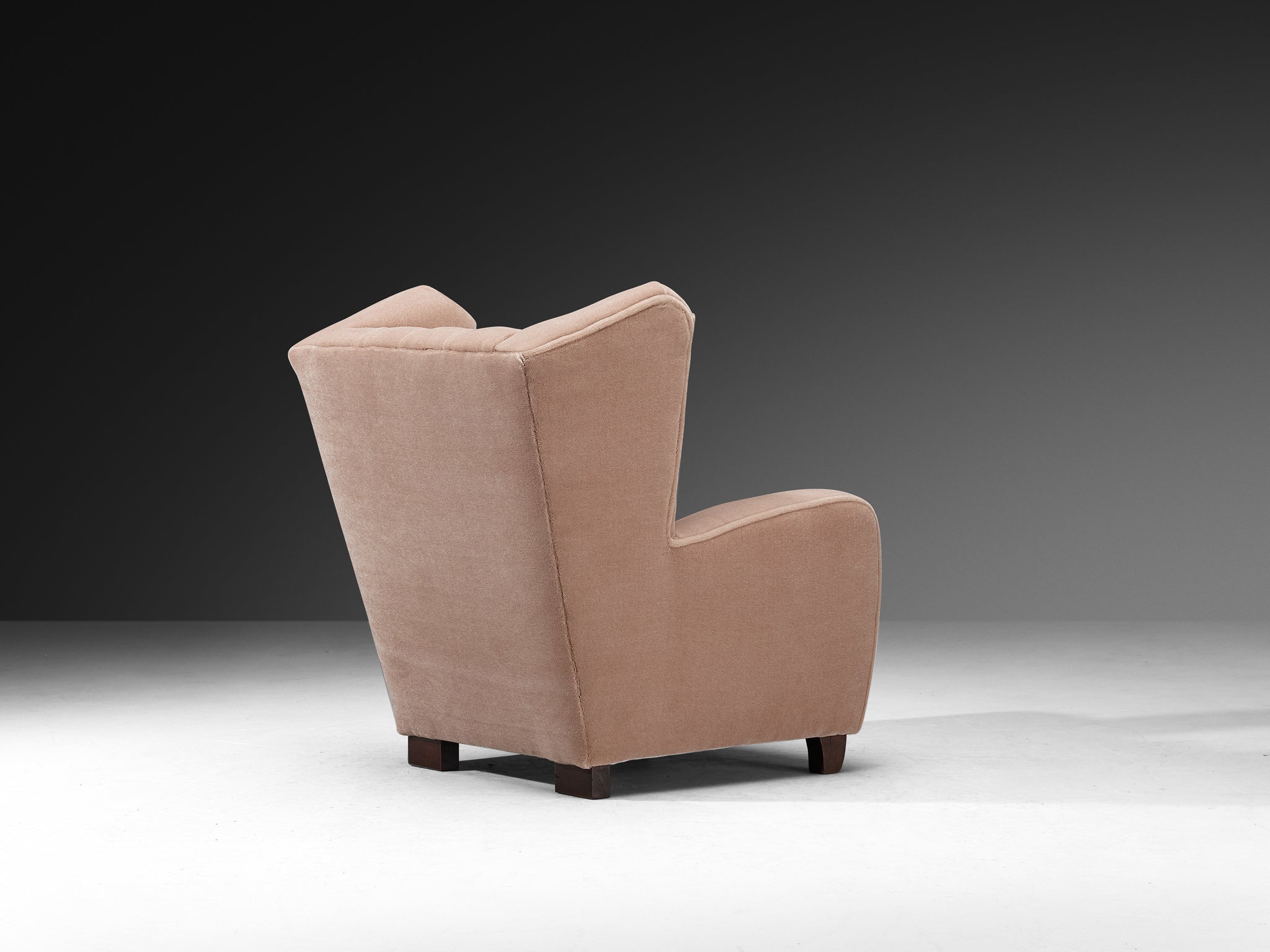 Wingback Chair Powder Pink Mohair Upholstery Seating Morentz