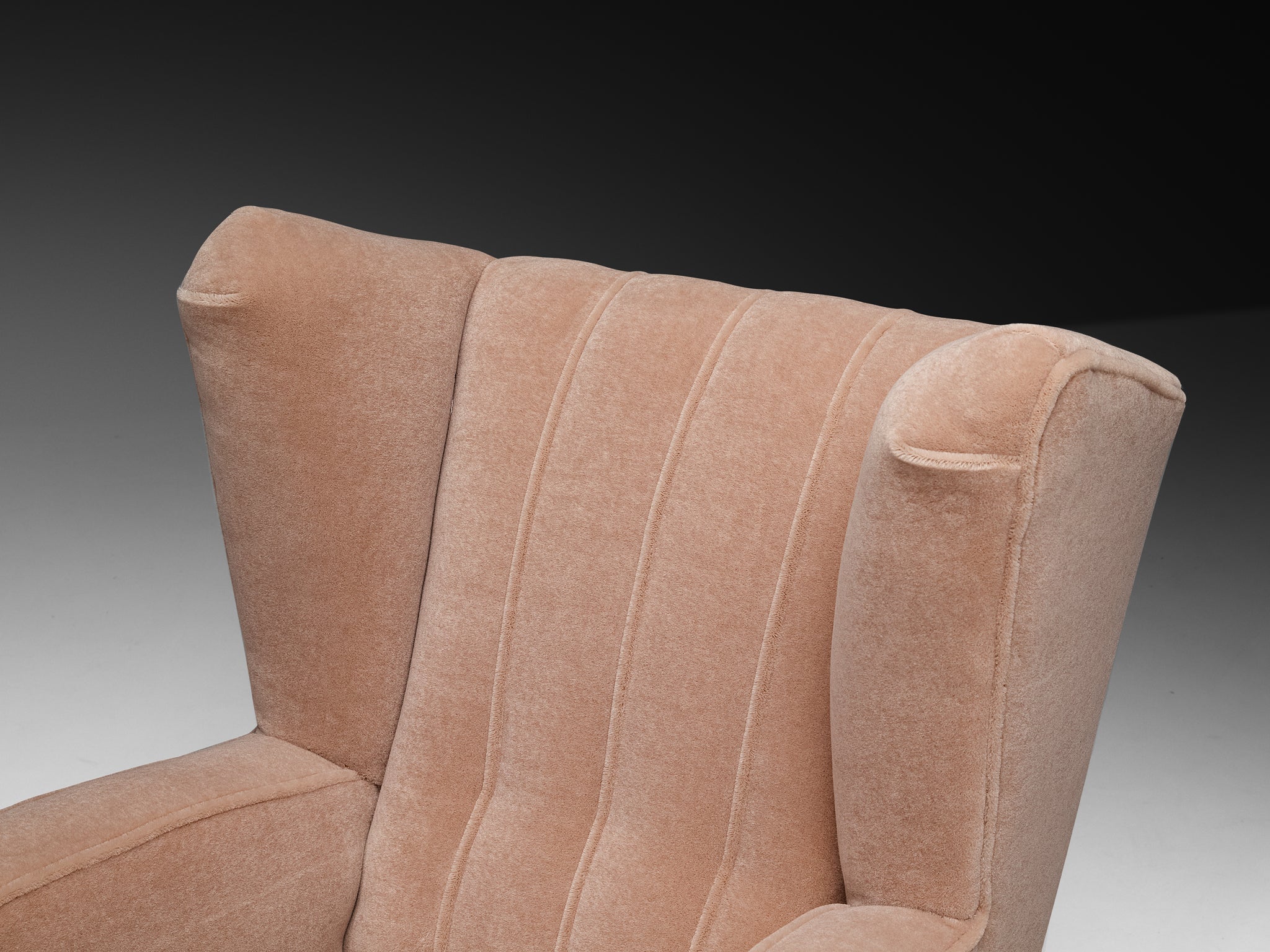 Wingback Chair Powder Pink Mohair Upholstery Seating Morentz