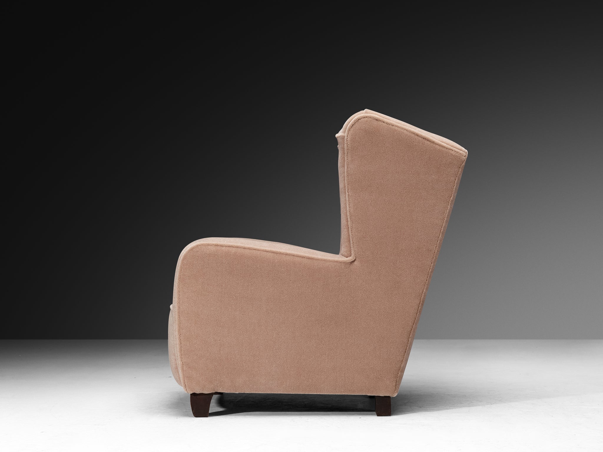 Wingback Chair Powder Pink Mohair Upholstery Seating Morentz