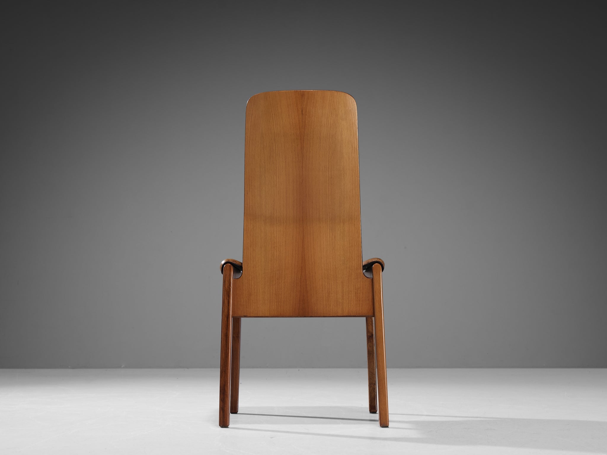 Tito Agnoli for Molteni Set of Four 'Fiorenza' Dining Chairs in Leather & Walnut seating Morentz