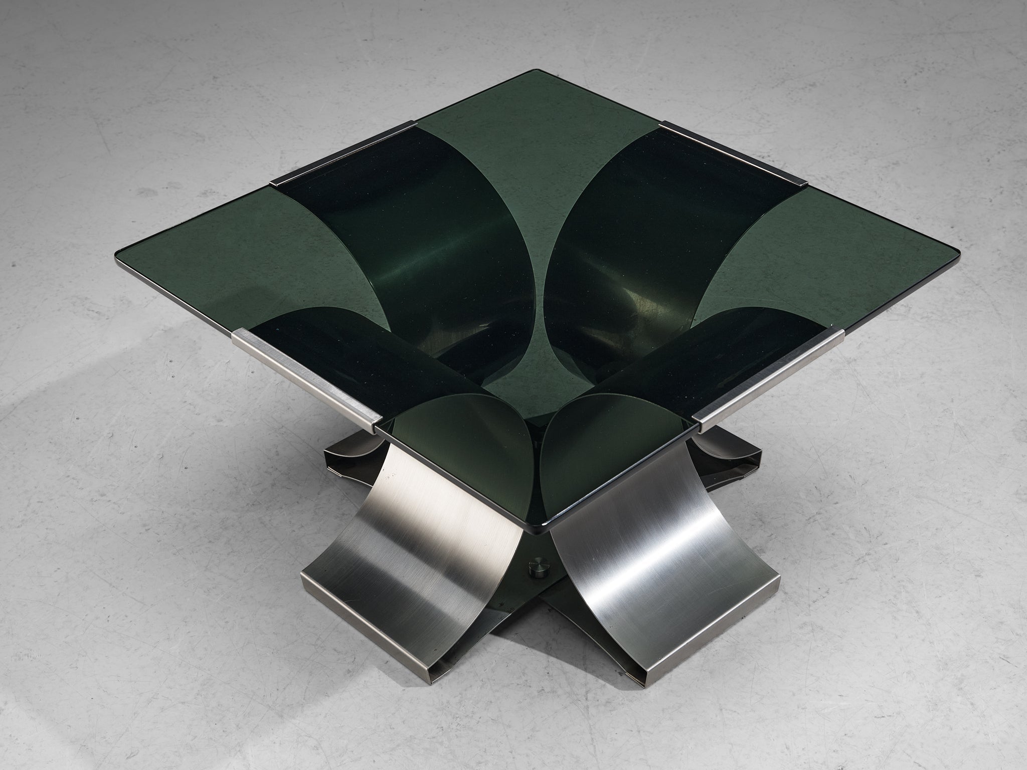 Coffee Table in Steel Structure with Smoked Glass Top tables Morentz