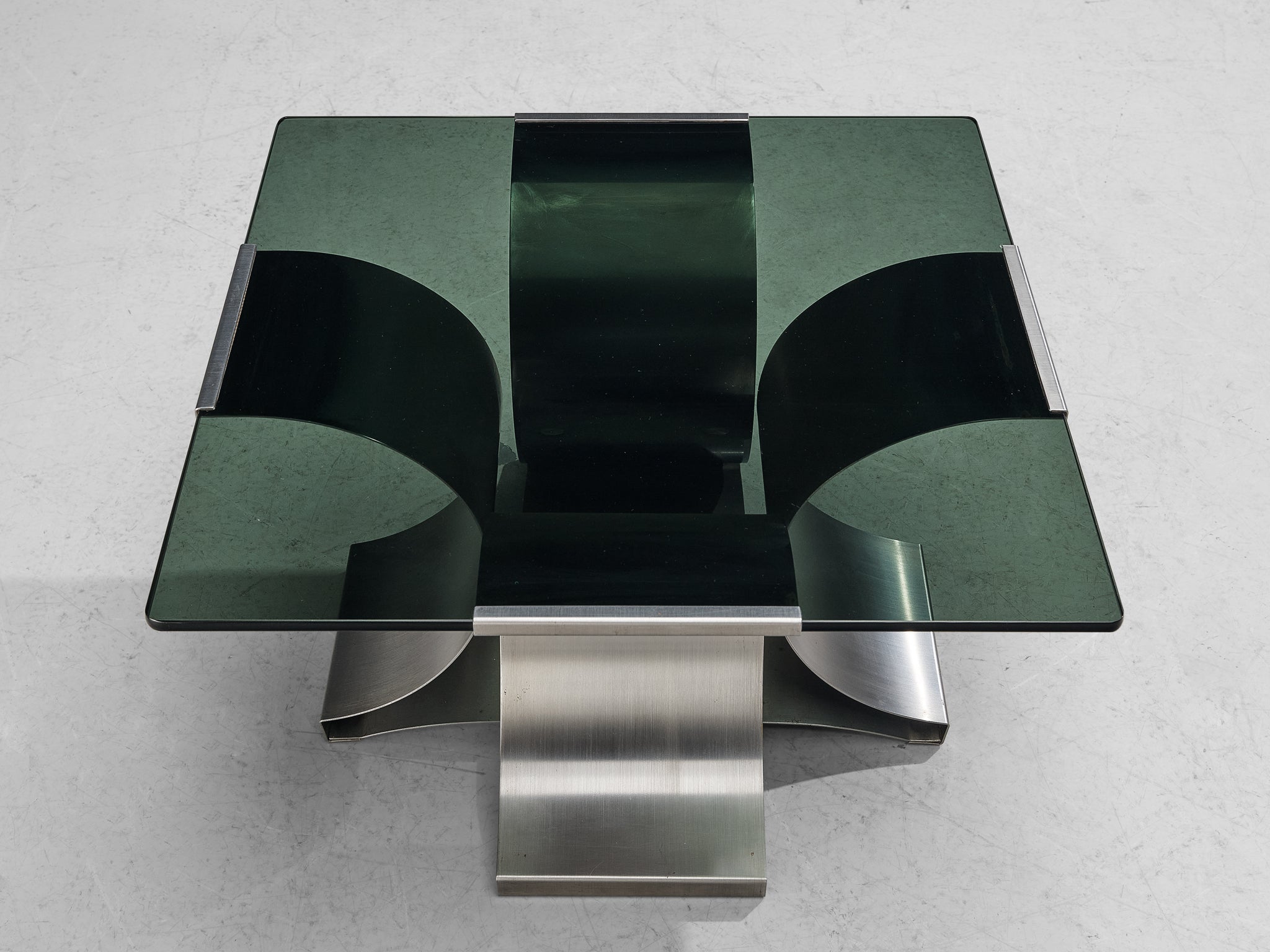 Coffee Table in Steel Structure with Smoked Glass Top tables Morentz