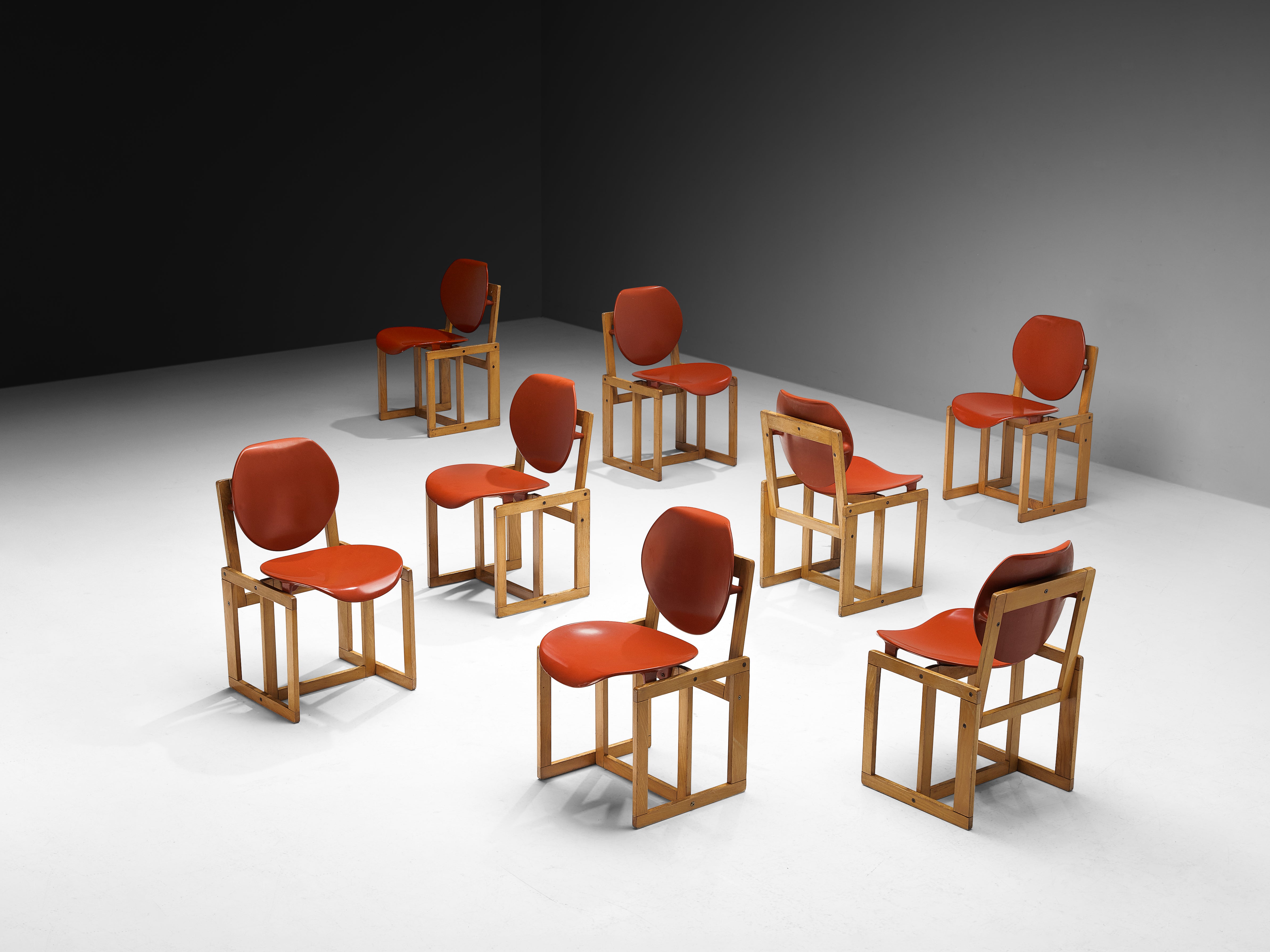 Giuseppe Davanzo Set of Eight Dining Chairs 'Serena' in Elm Seating Morentz