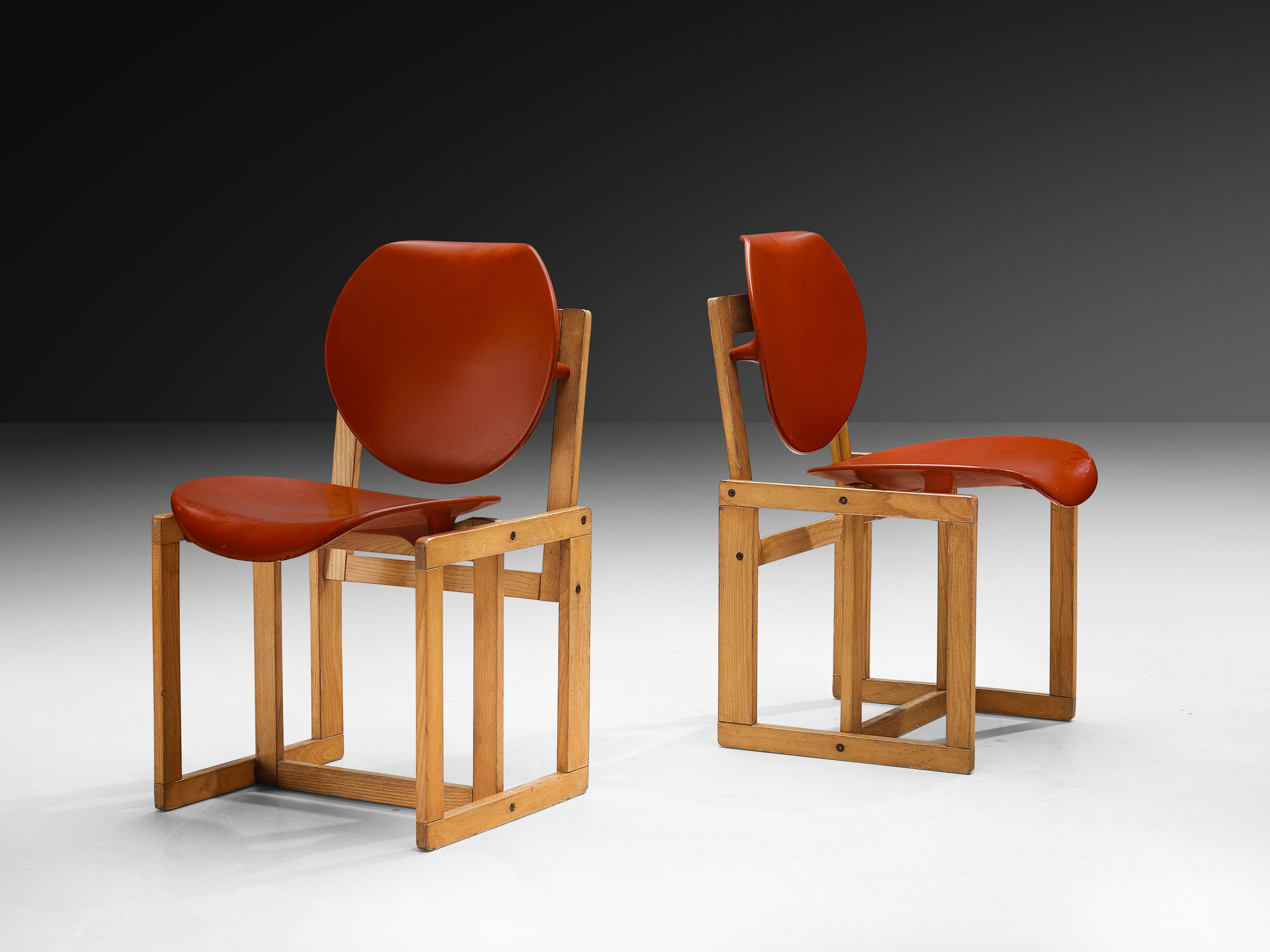 Giuseppe Davanzo Set of Eight Dining Chairs 'Serena' in Elm Seating Morentz