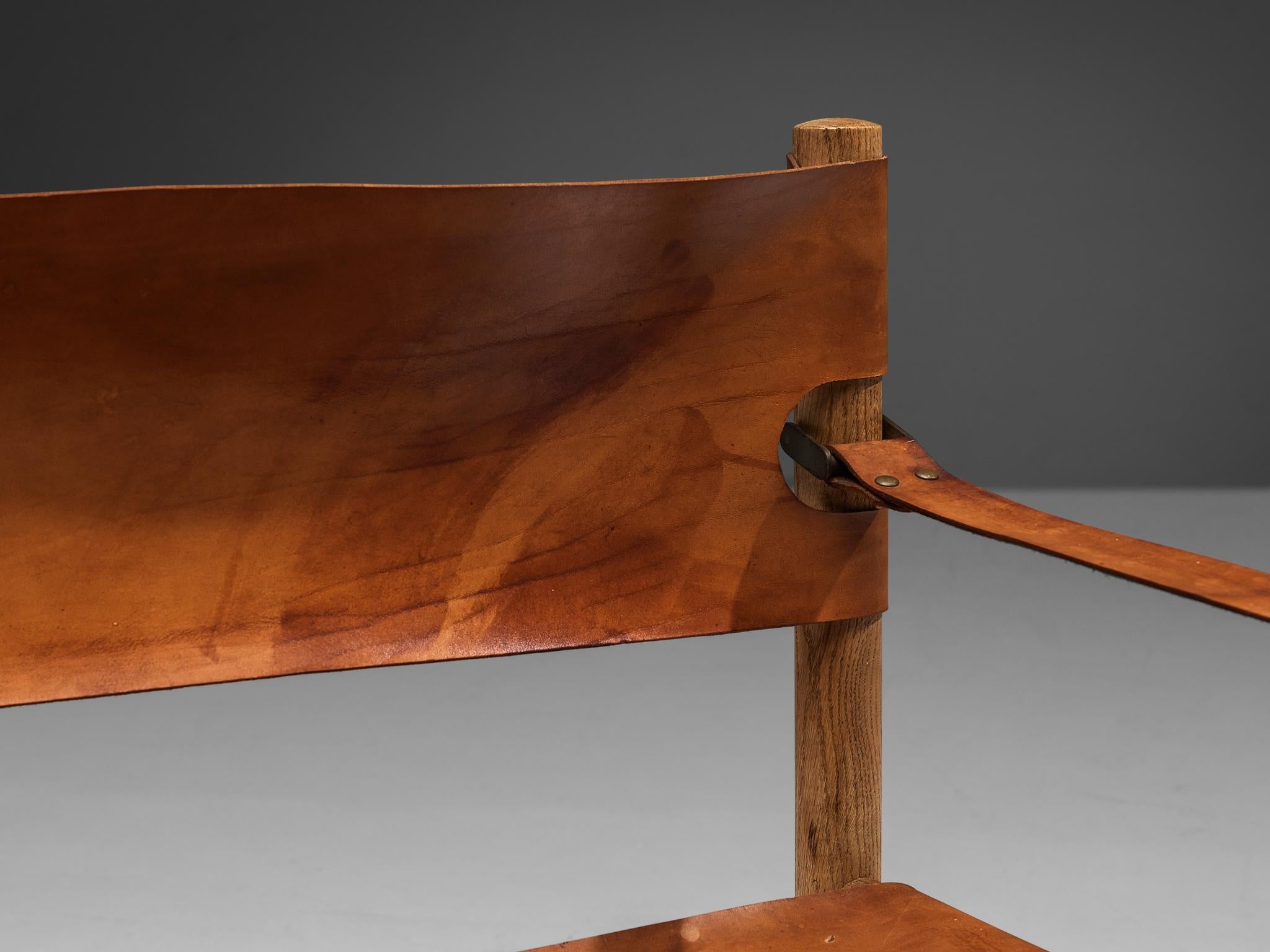 Rare Børge Mogensen for Fredericia ‘Safari’ Armchair Cognac Leather Oak seating Morentz