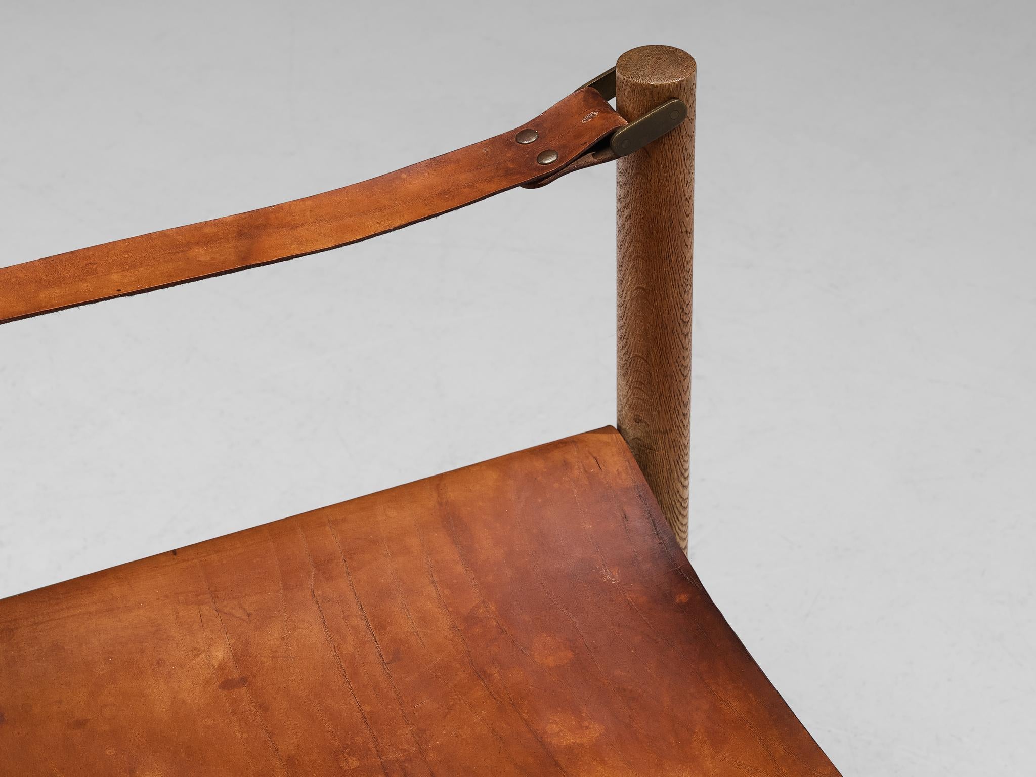 Rare Børge Mogensen for Fredericia ‘Safari’ Armchair Cognac Leather Oak seating Morentz