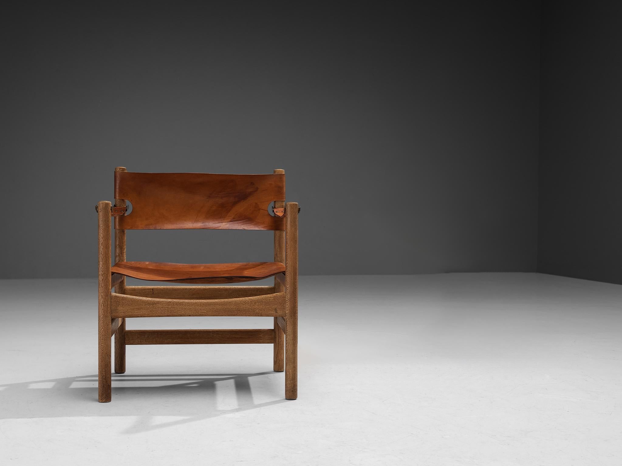Rare Børge Mogensen for Fredericia ‘Safari’ Armchair Cognac Leather Oak seating Morentz