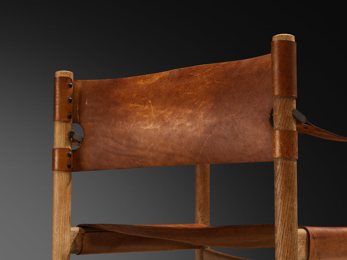 Børge Mogensen for Fredericia Pair of ‘Safari’ armchairs in Saddle Leather and Oak