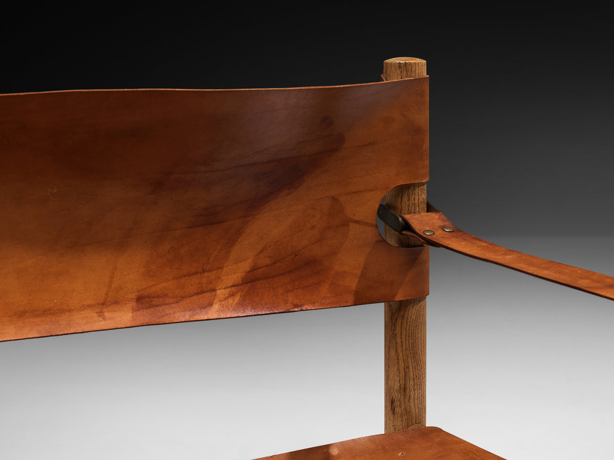 Børge Mogensen for Fredericia Pair of ‘Safari’ armchairs in Saddle Leather and Oak