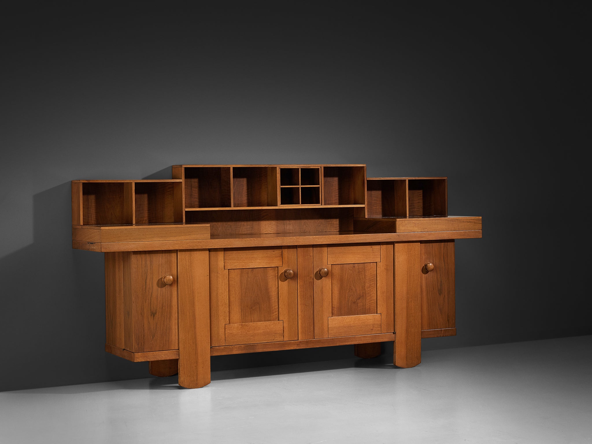 Silvio Coppola for Bernini Geometric Sideboard in Walnut Case pieces and storage cabinets Morentz