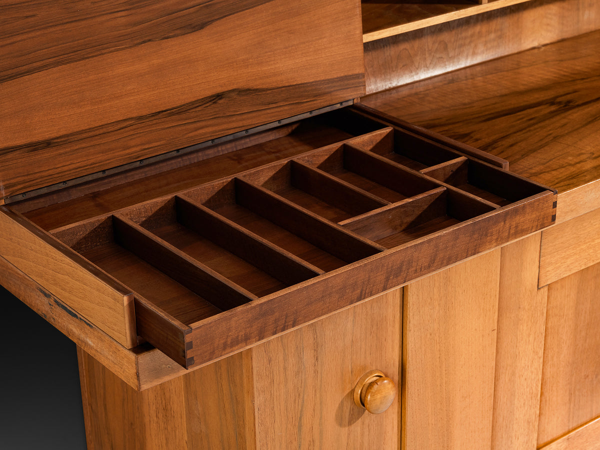 Silvio Coppola for Bernini Geometric Sideboard in Walnut Case pieces and storage cabinets Morentz