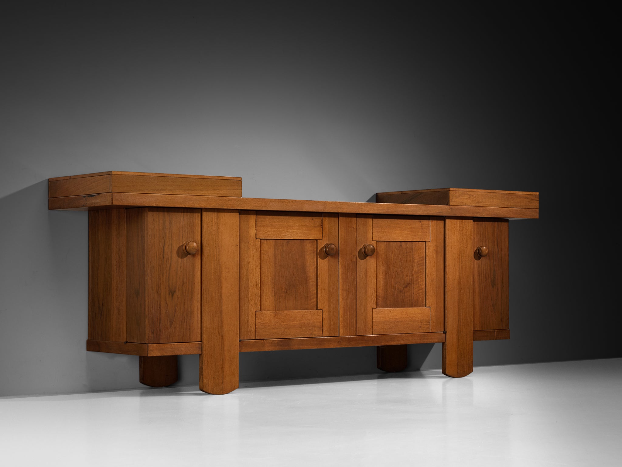 Silvio Coppola for Bernini Geometric Sideboard in Walnut Case pieces and storage cabinets Morentz
