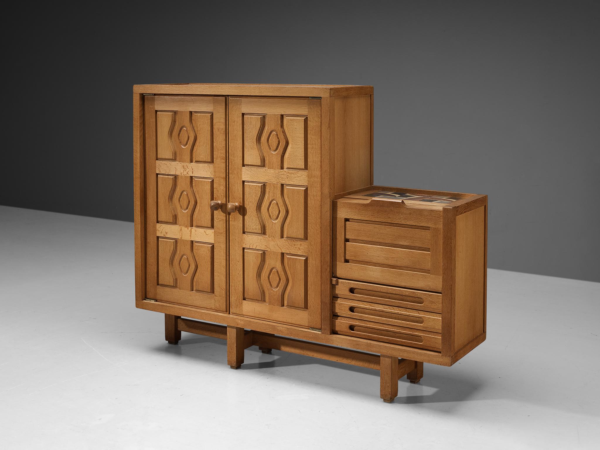 Guillerme & Chambron Cabinet 'Thierry' in Oak and Ceramic case pieces and storage cabinets Morentz