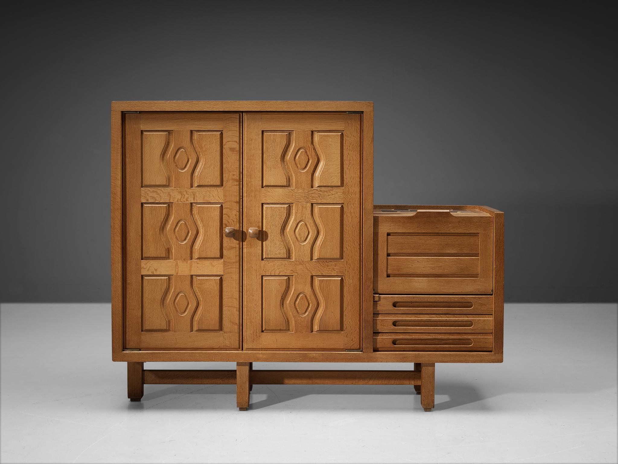 Guillerme & Chambron Cabinet 'Thierry' in Oak and Ceramic case pieces and storage cabinets Morentz