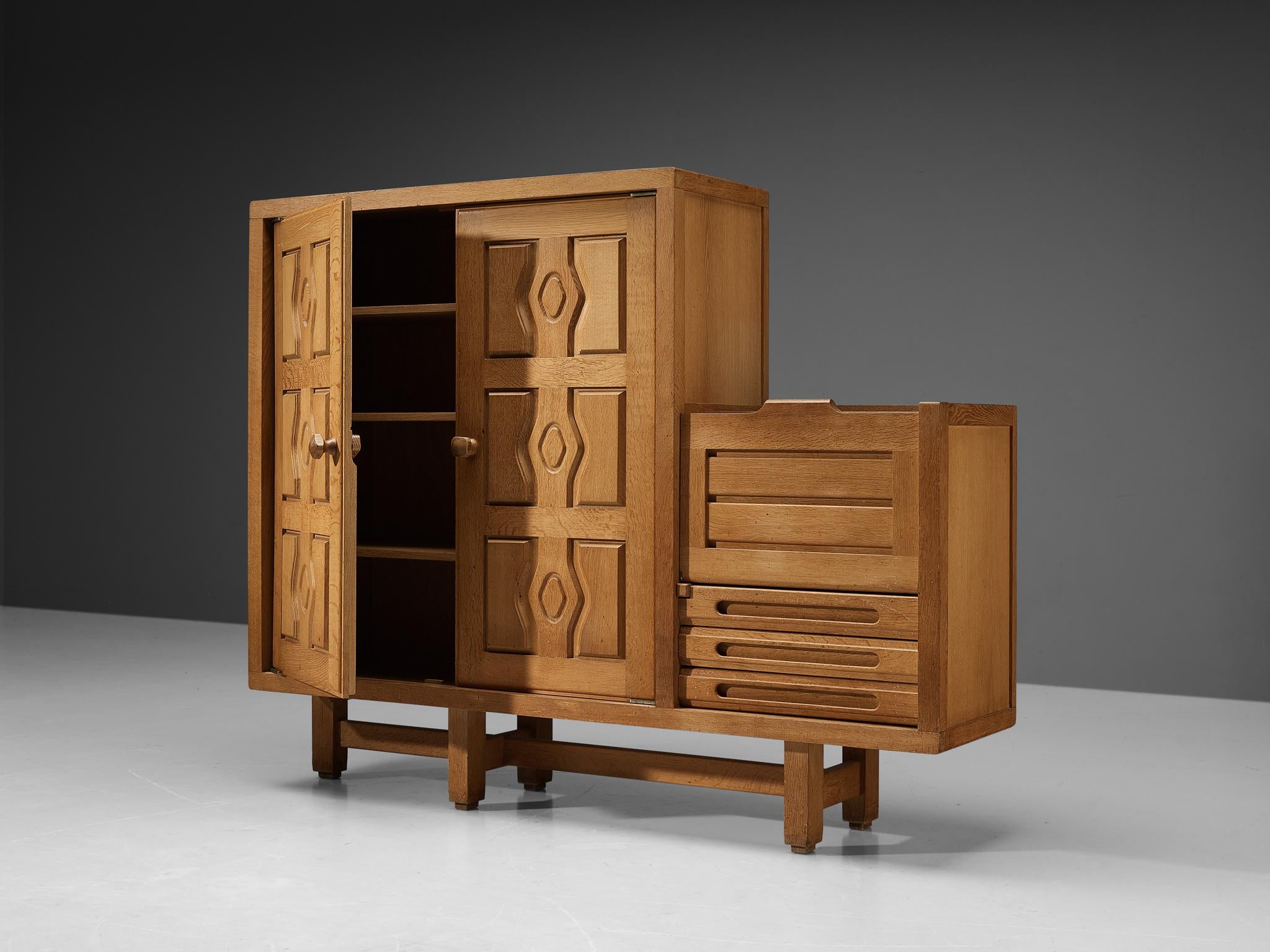 Guillerme & Chambron Cabinet 'Thierry' in Oak and Ceramic case pieces and storage cabinets Morentz