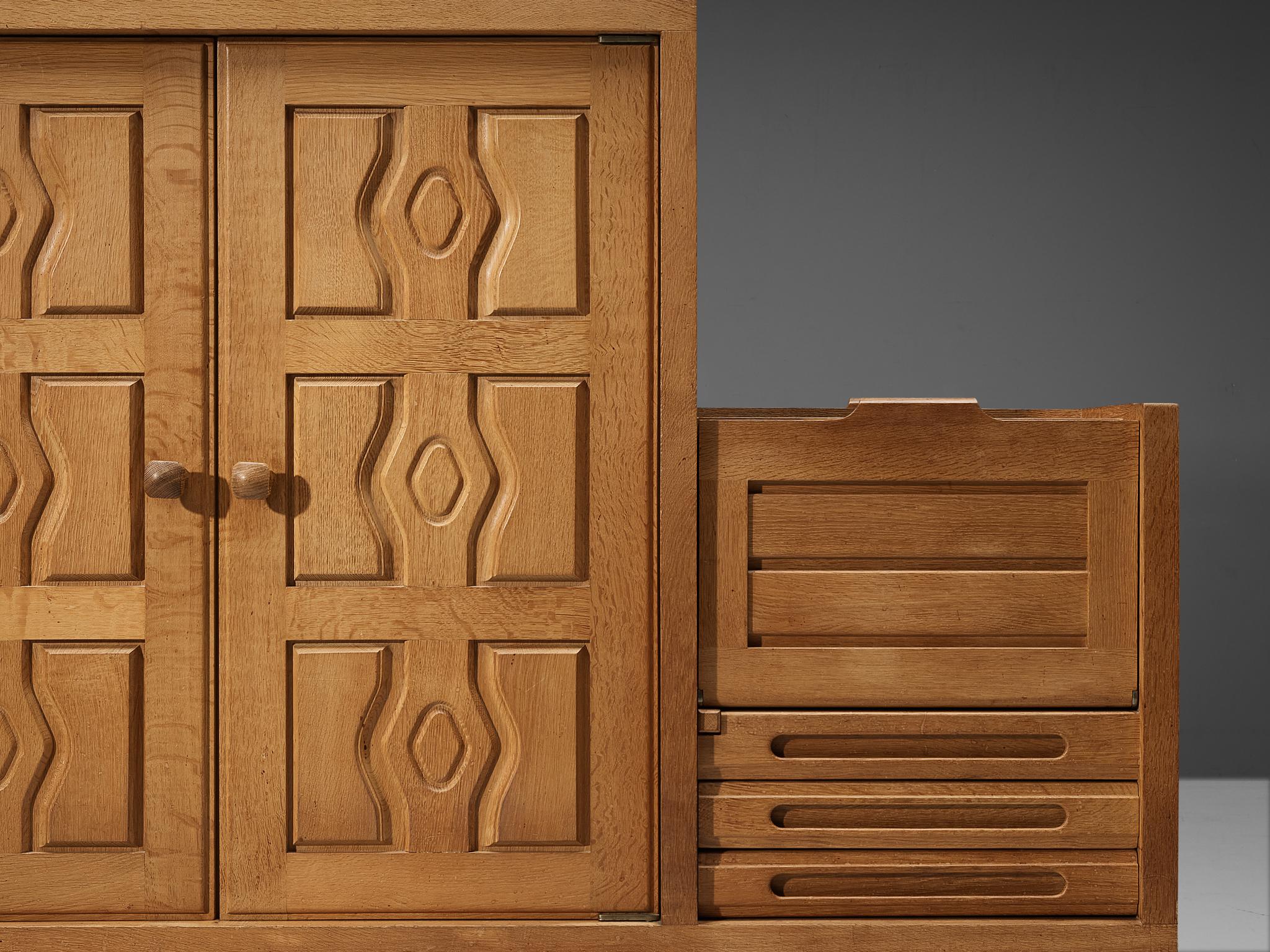 Guillerme & Chambron Cabinet 'Thierry' in Oak and Ceramic case pieces and storage cabinets Morentz