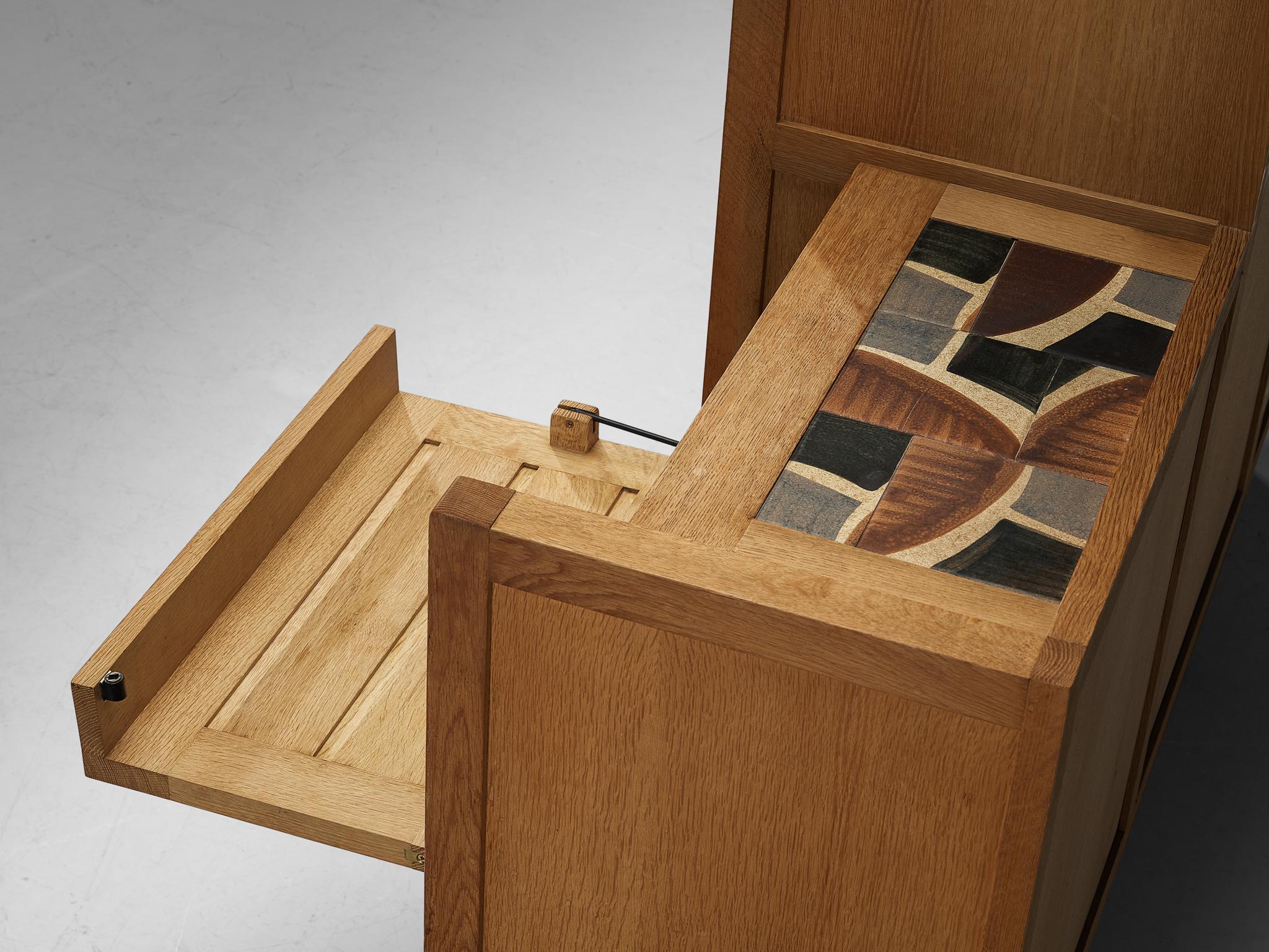 Guillerme & Chambron Cabinet 'Thierry' in Oak and Ceramic case pieces and storage cabinets Morentz