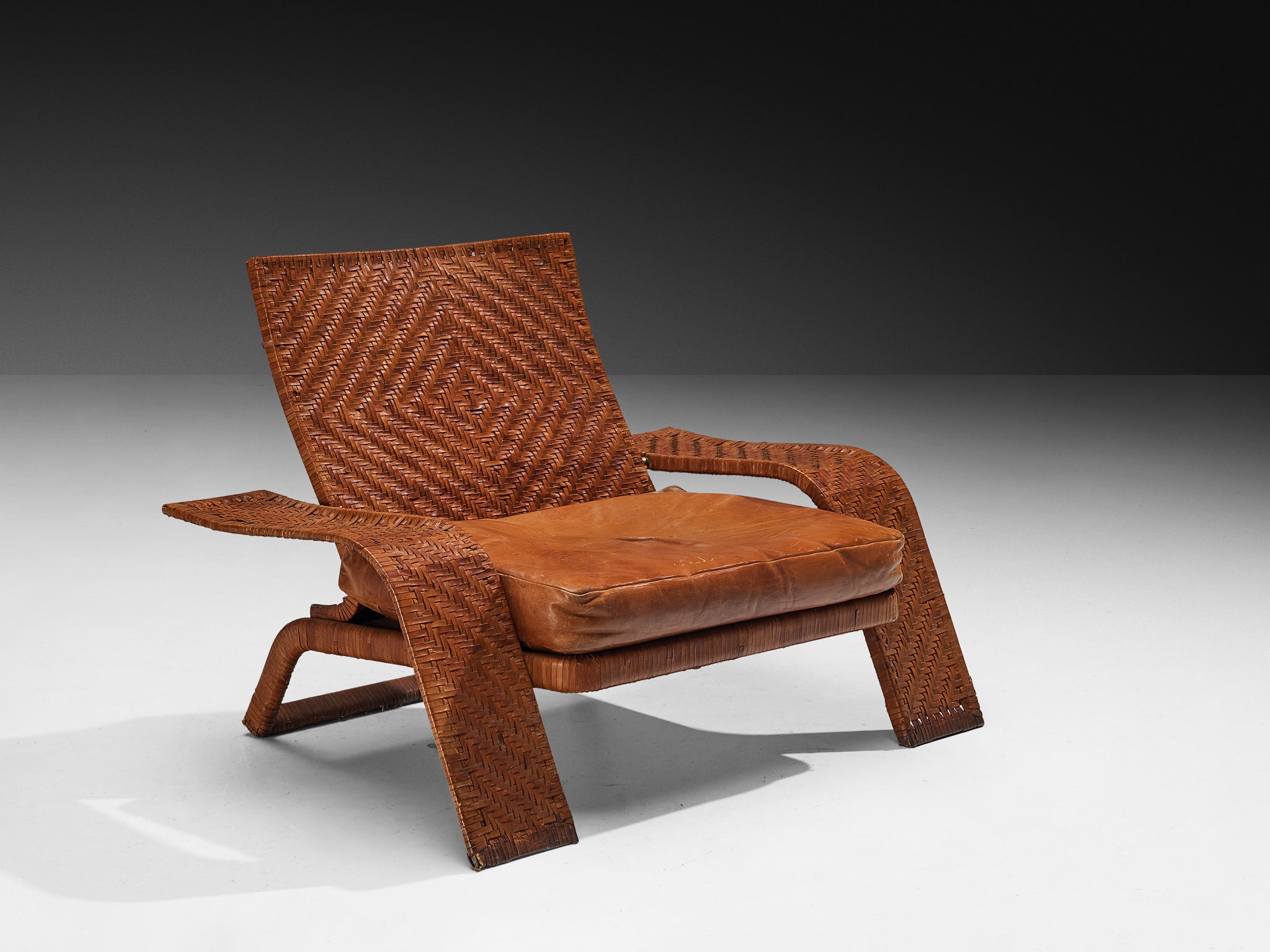 Marzio Cecchi for Studio Most Lounge Chair in Woven Cognac Leather