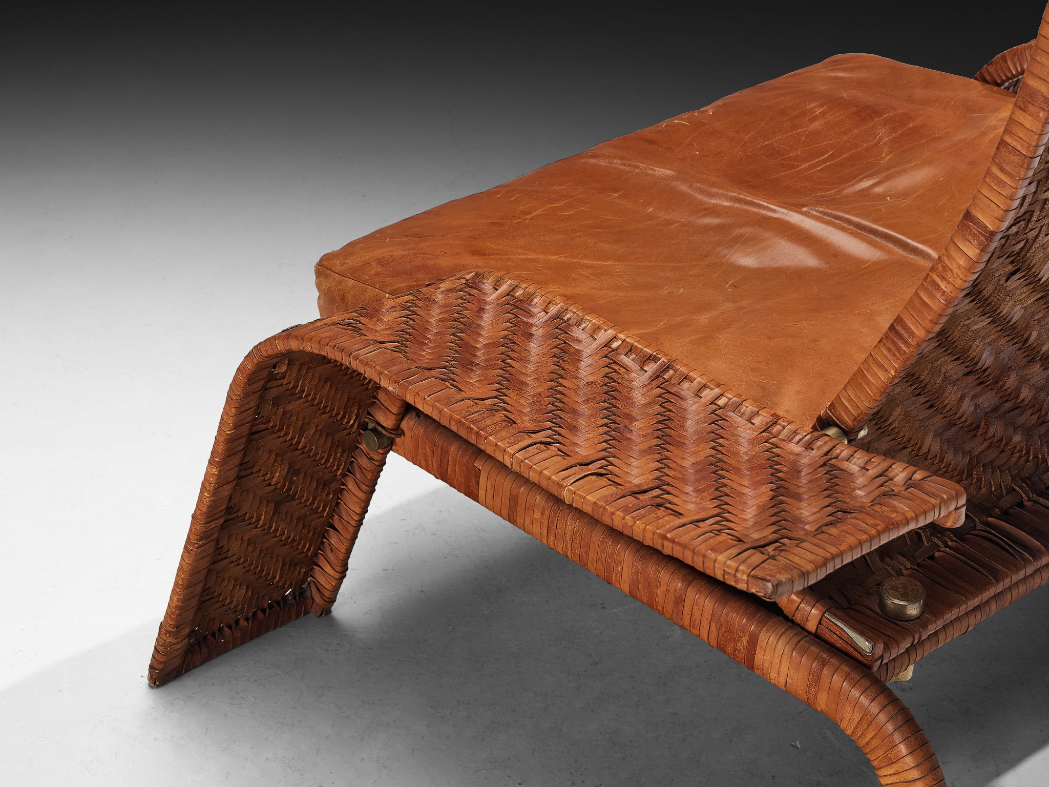 Marzio Cecchi for Studio Most Lounge Chair in Woven Cognac Leather Seating Morentz