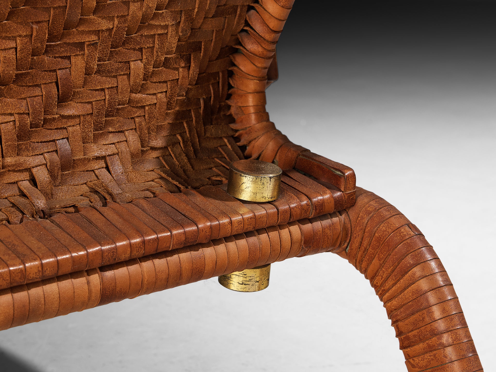 Marzio Cecchi for Studio Most Lounge Chair in Woven Cognac Leather Seating Morentz