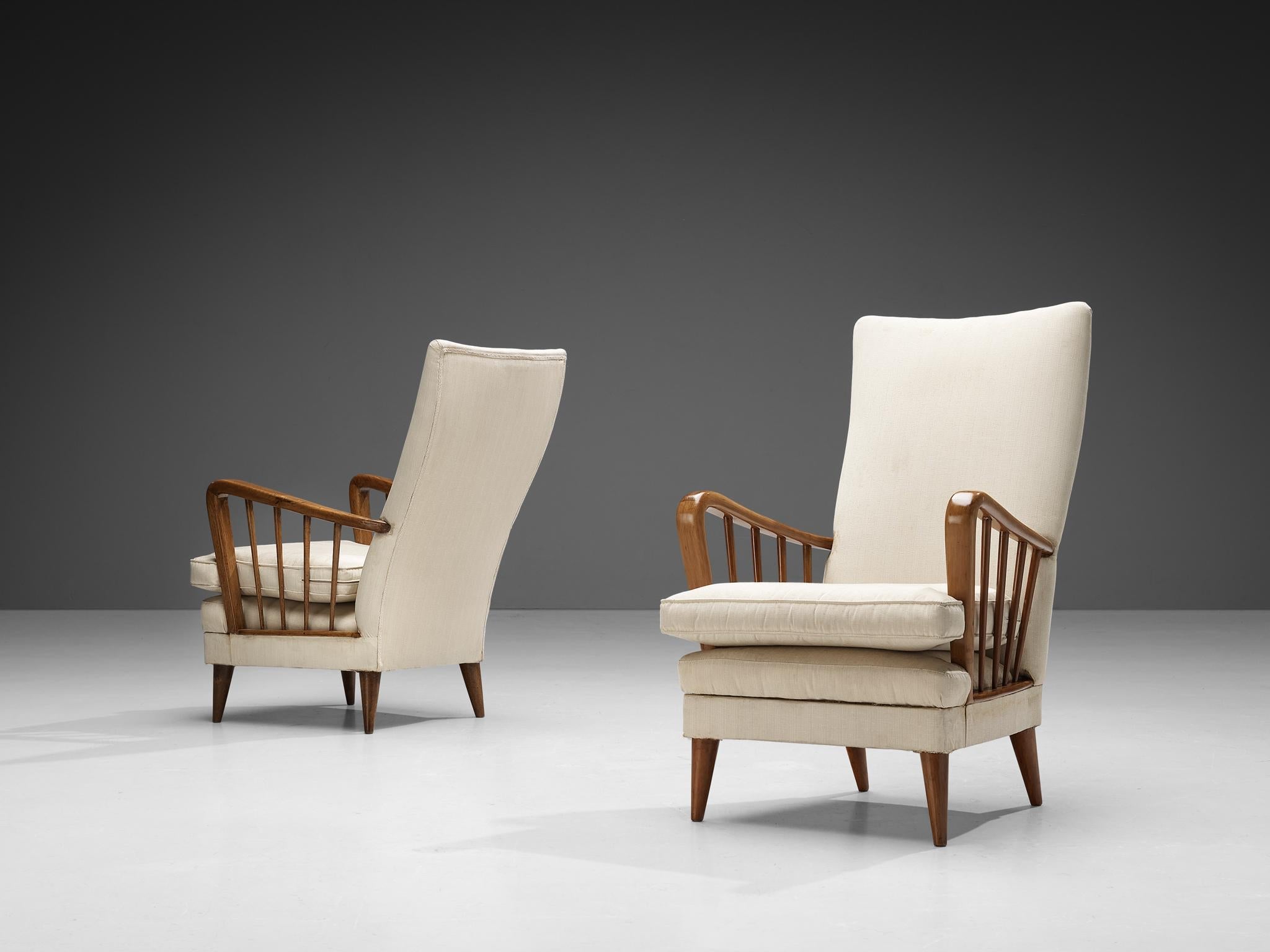 Osvaldo Borsani Pair of Lounge Chairs in Walnut