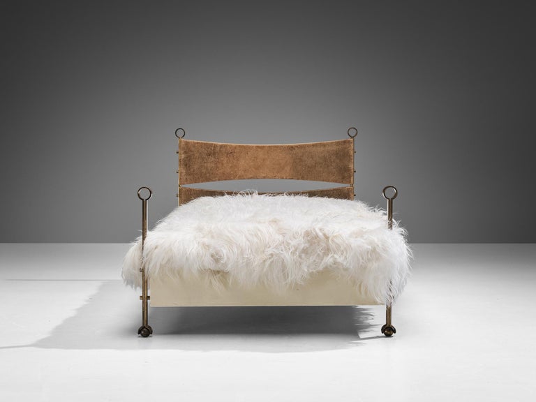 Rare Osvaldo Borsani Single Bed in Brass