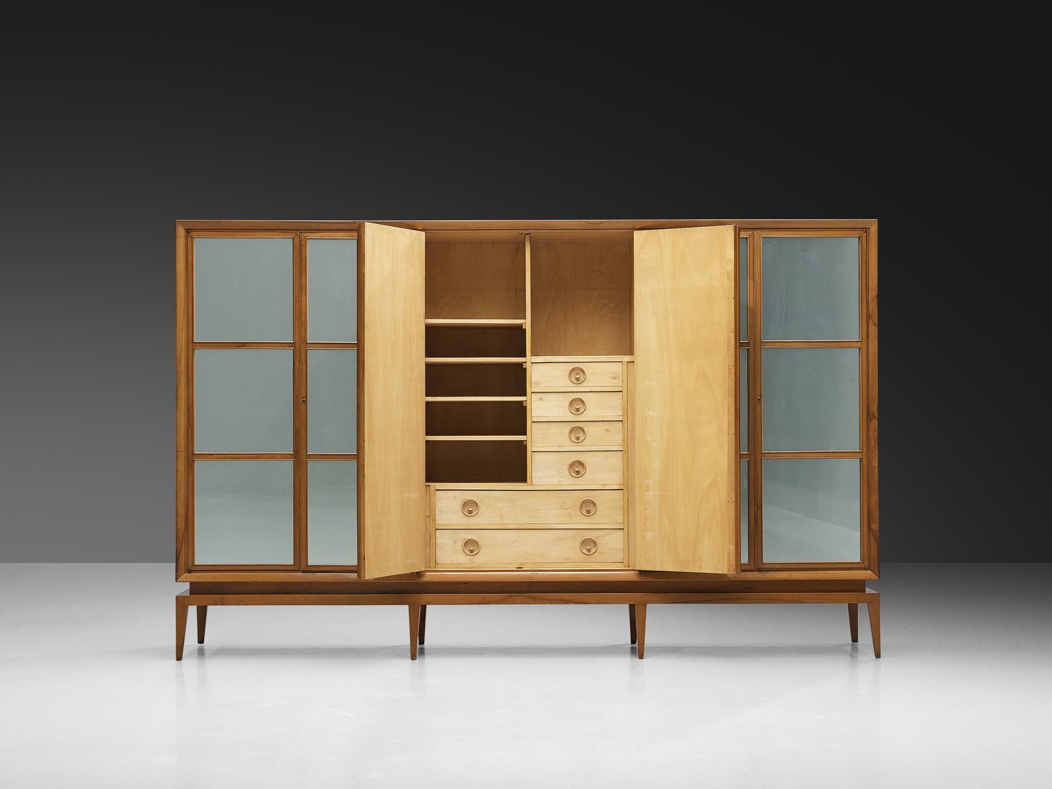 Guglielmo Ulrich Highboard in Walnut with Mirrored Door Panels case pieces and storage cabinets Morentz