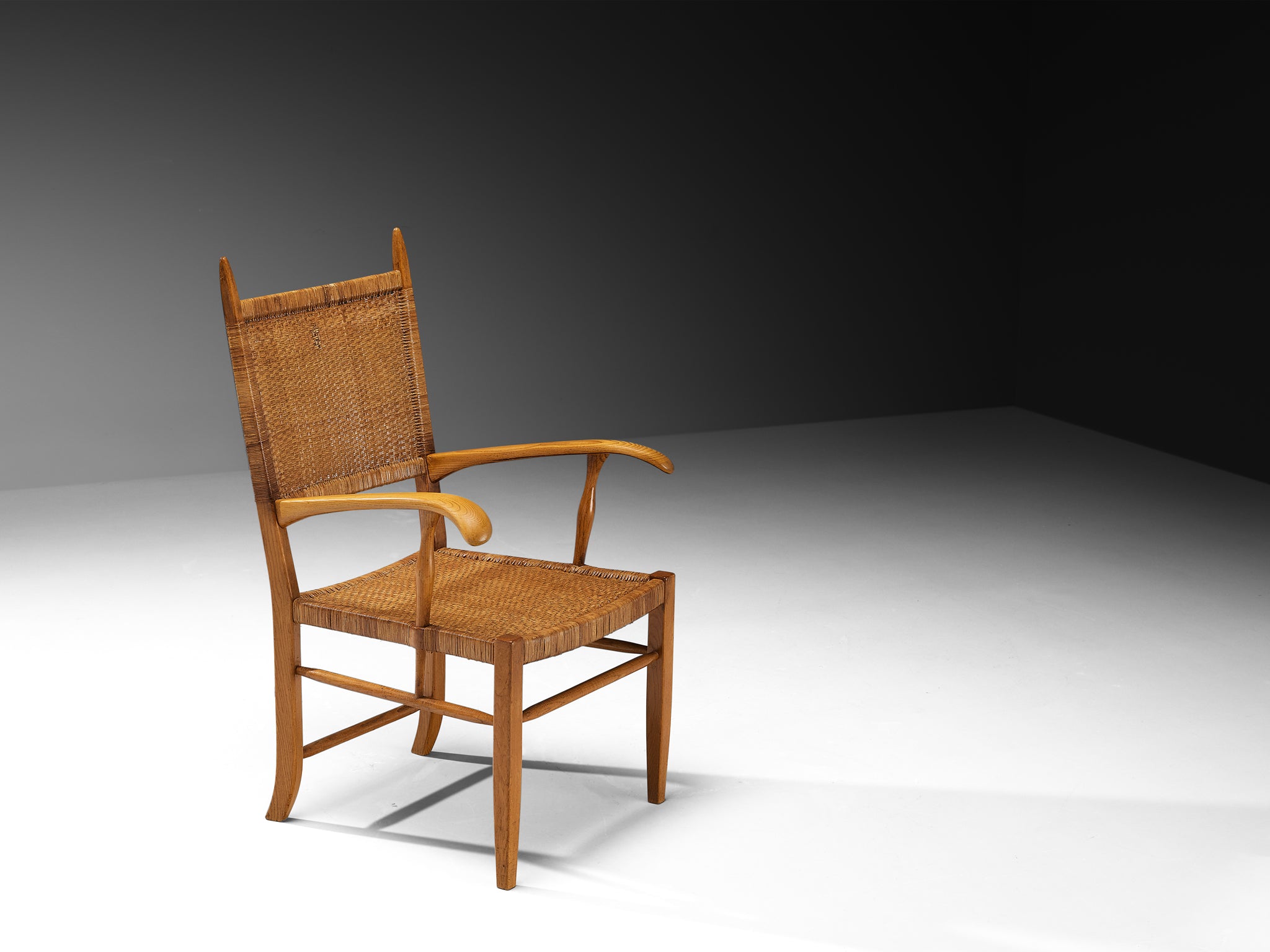 Dutch High Back Armchair in Ash and Cane Seating Morentz