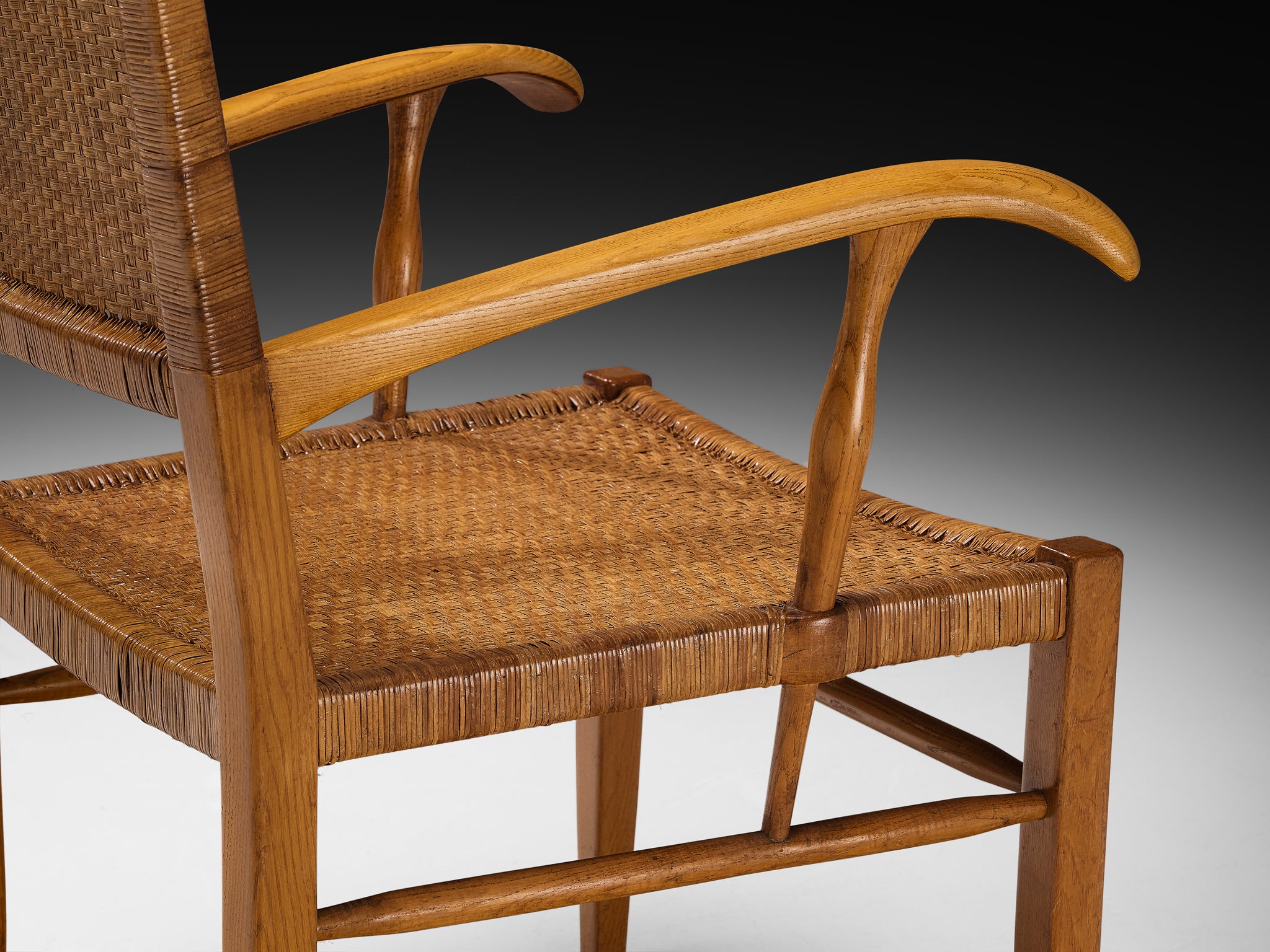 Dutch High Back Armchair in Ash and Cane Seating Morentz