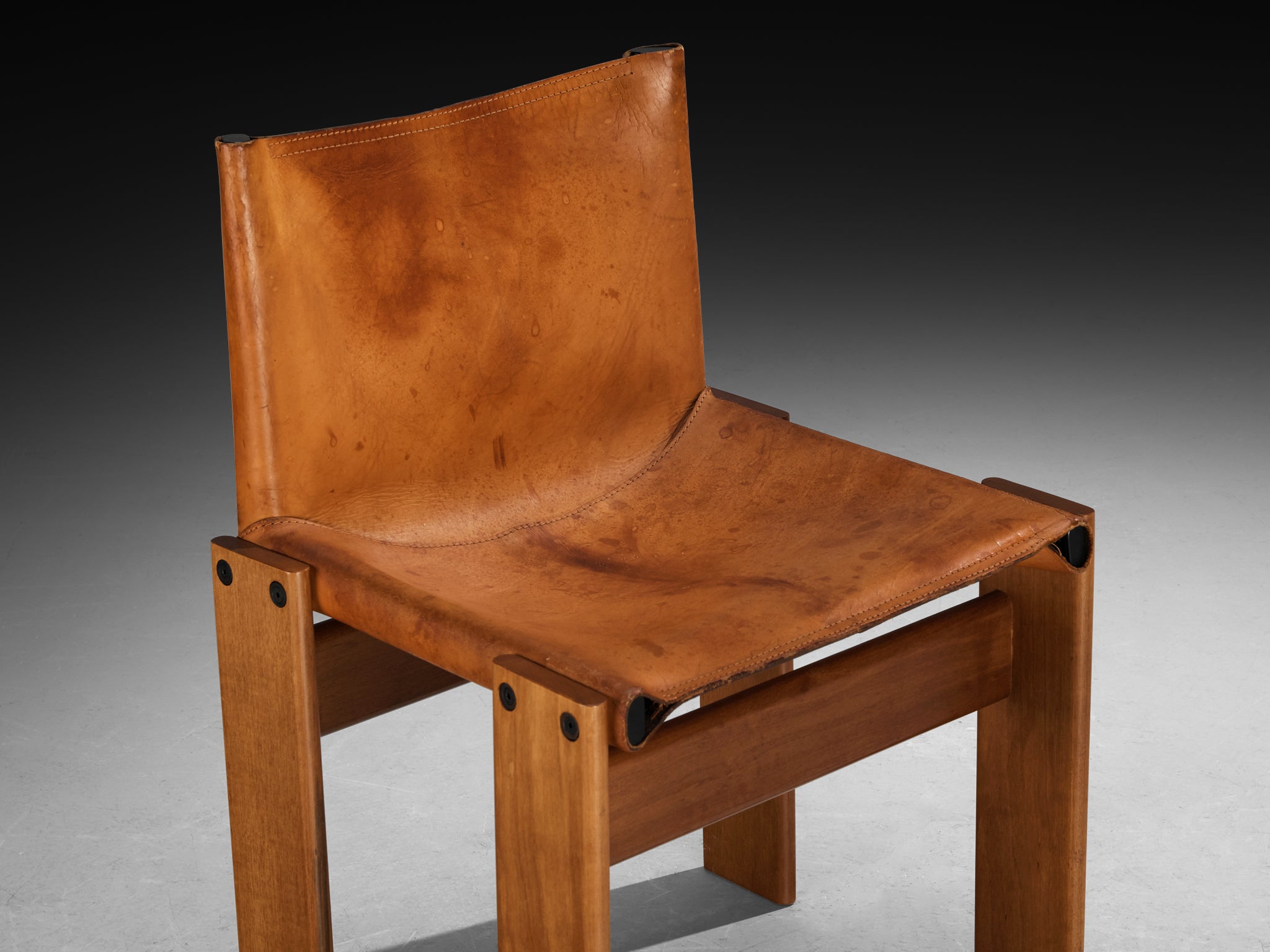 Afra & Tobia Scarpa for Molteni Pair of 'Monk' Dining Chairs in Leather Seating Morentz