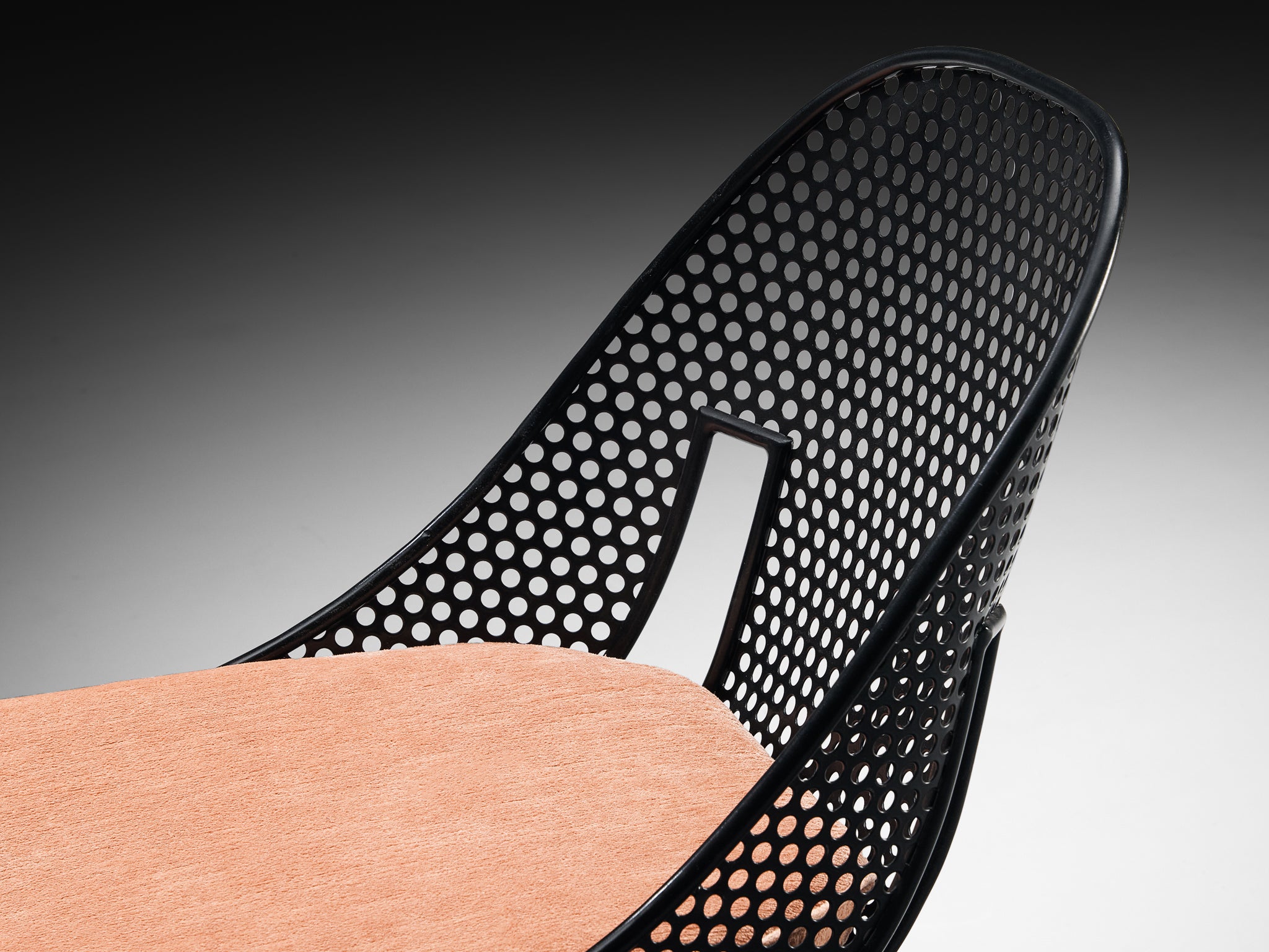 Giuseppe De Vivo Pair of Dining Chairs in Perforated Black Coated Steel