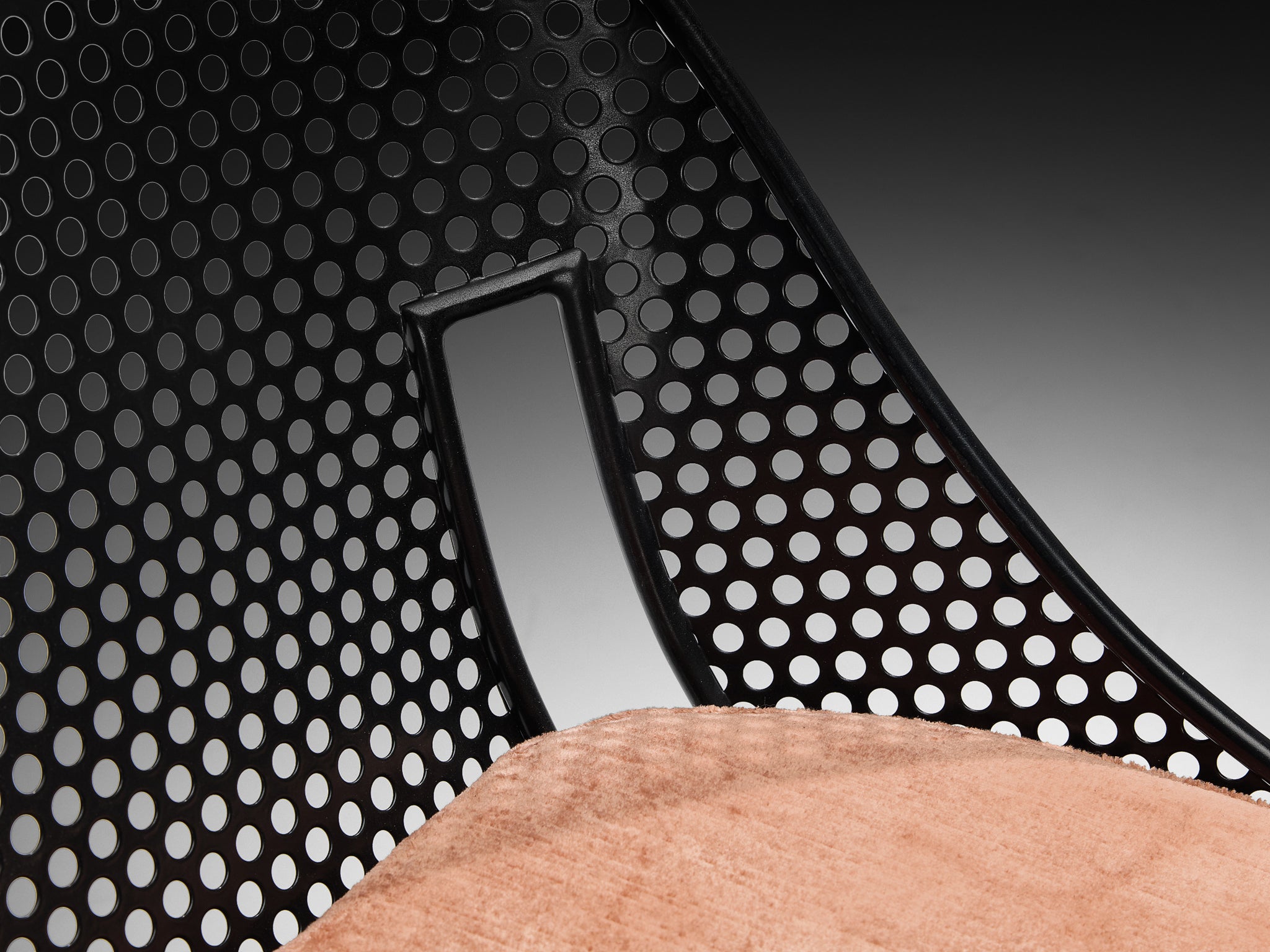 Giuseppe De Vivo Dining Chair in Perforated Black Coated Steel Seating Morentz