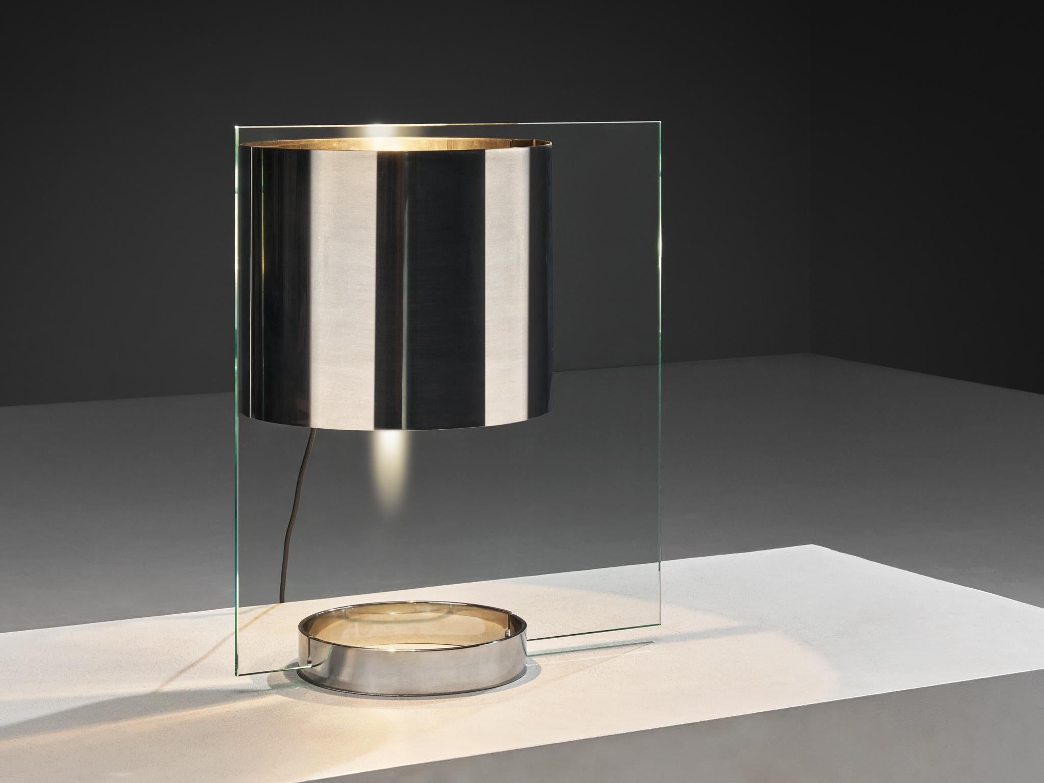 Lumenform Table Lamp in Glass and Chrome 1970s lighting Morentz