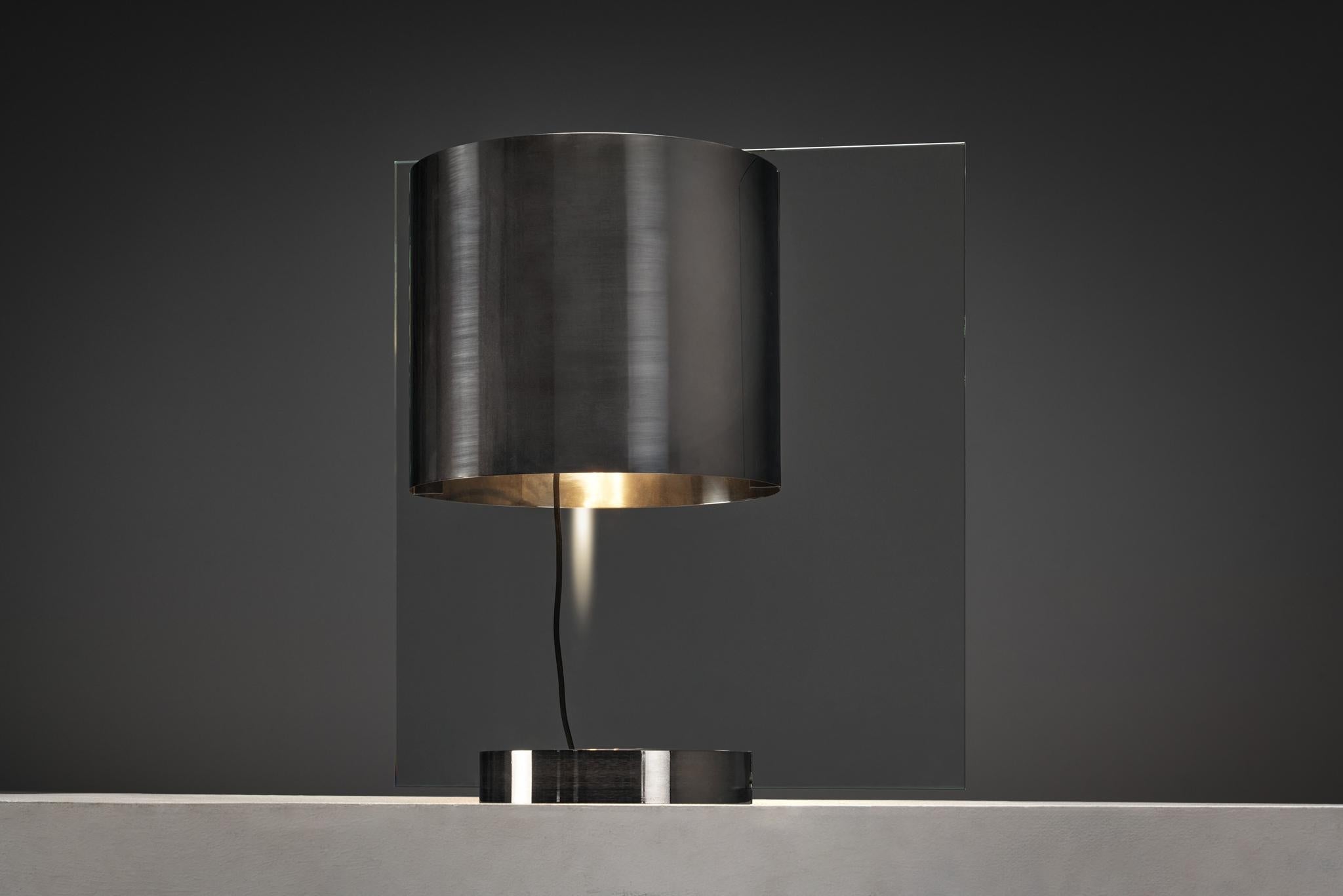 Lumenform Table Lamp in Glass and Chrome 1970s lighting Morentz