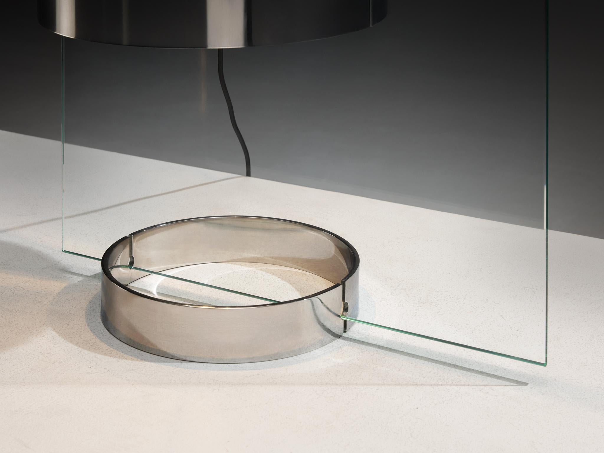 Lumenform Table Lamp in Glass and Chrome 1970s lighting Morentz