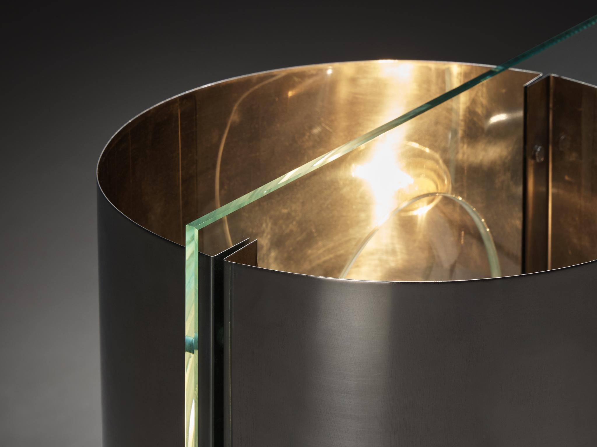 Lumenform Table Lamp in Glass and Chrome 1970s lighting Morentz